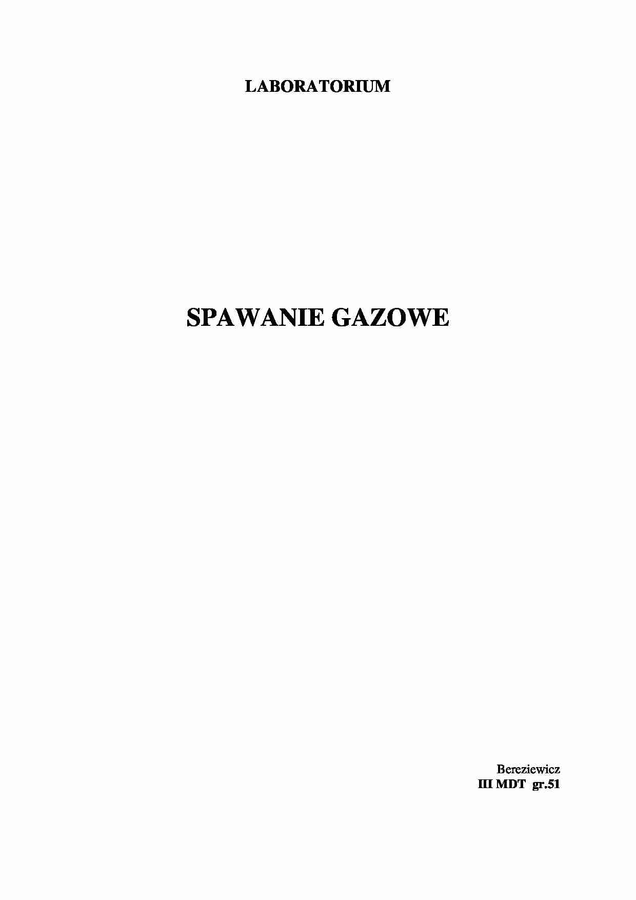 Spawanie gazowe - ćwiczenia laboratoryjne. - strona 1