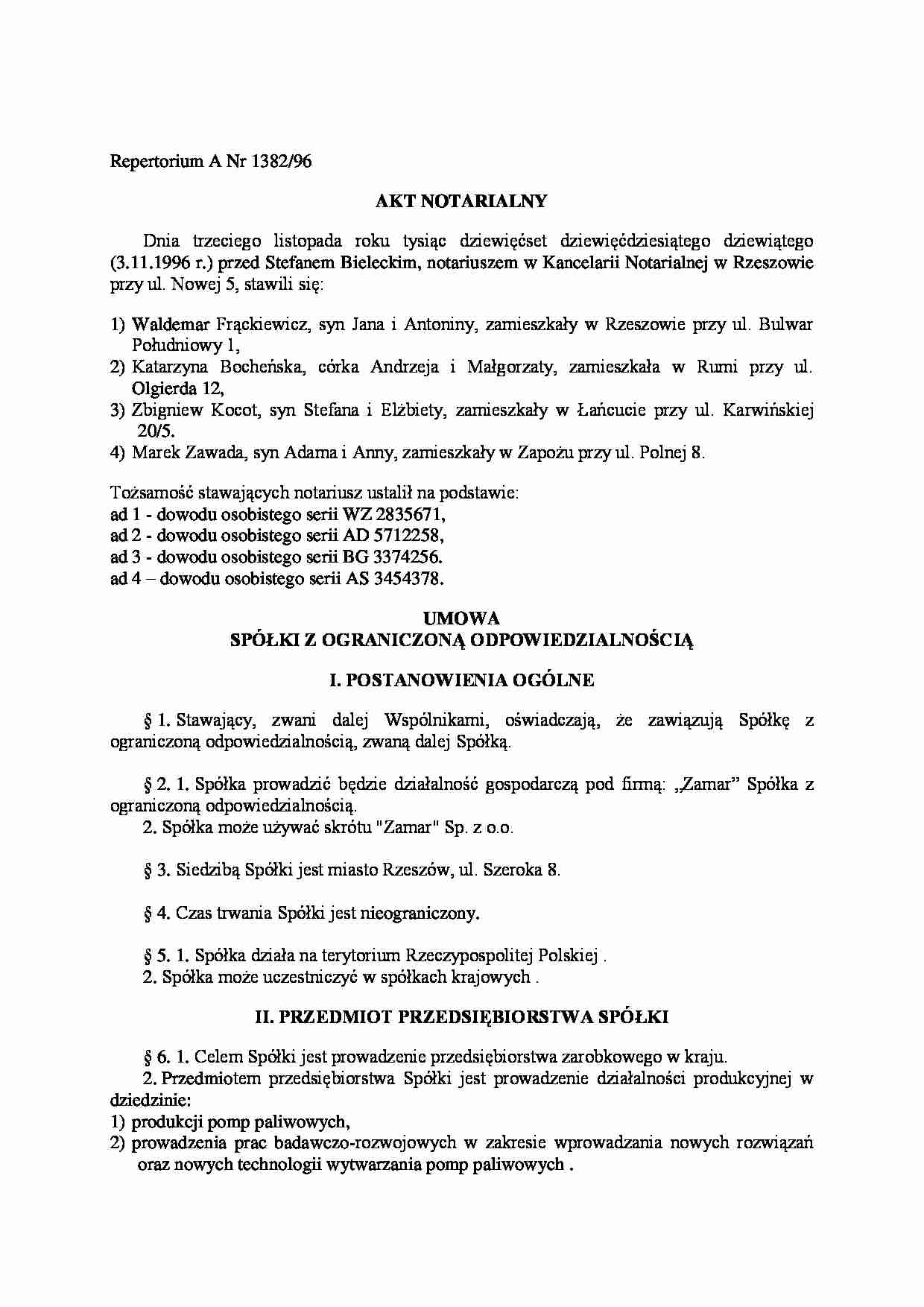 Akty notarialne - repertorium. - strona 1