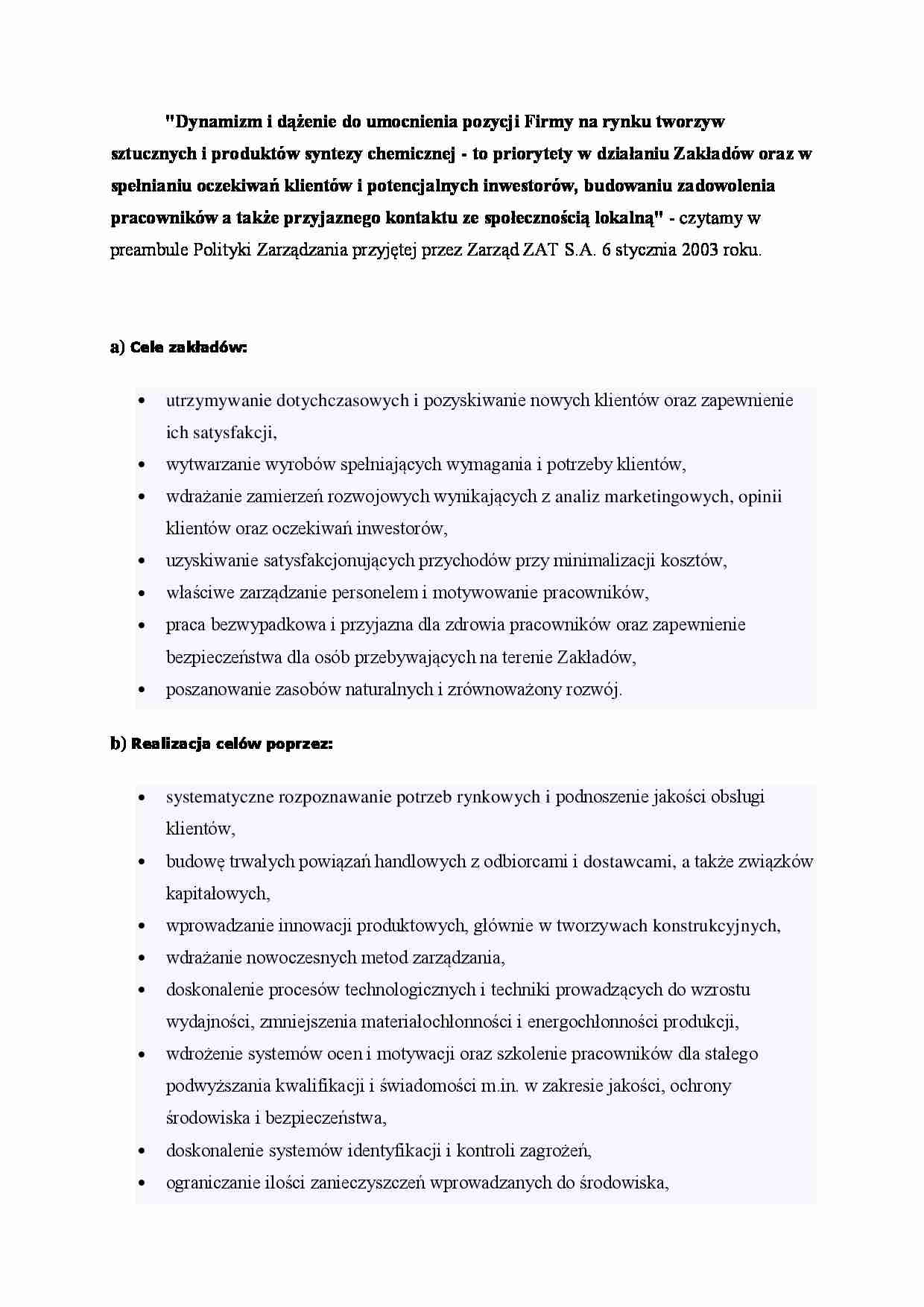 Dynamizm i dążenie do umocnienia pozycji firmy - wykład. - strona 1