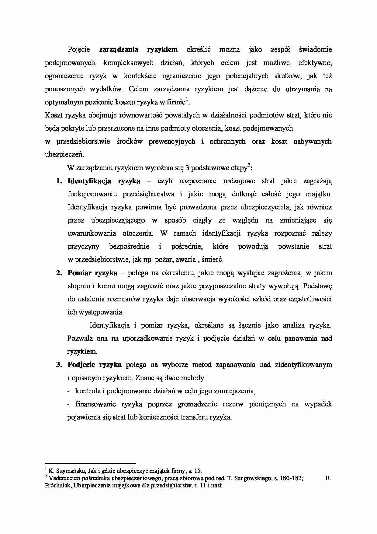 Pojęcie zarządzania ryzykiem - wykład. - strona 1