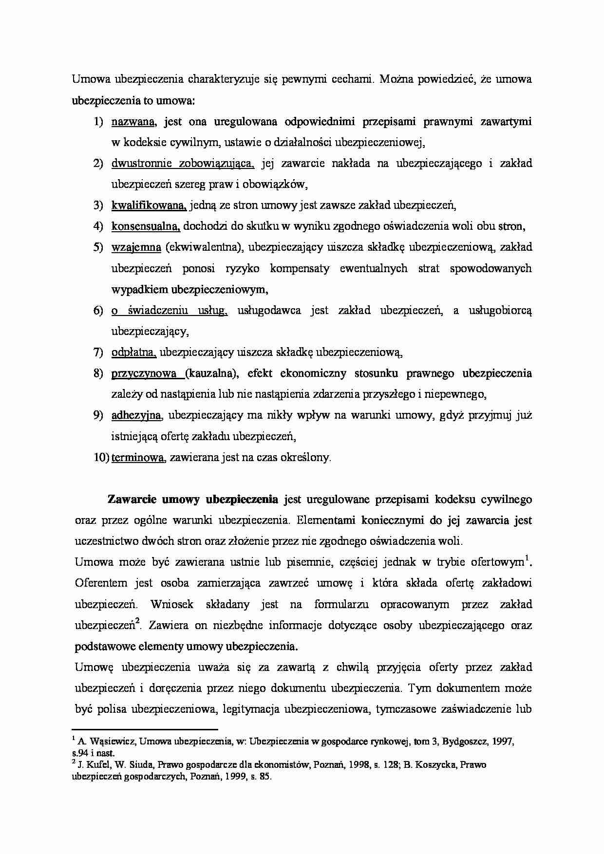 Umowa ubezpieczenia - wykład. - strona 1