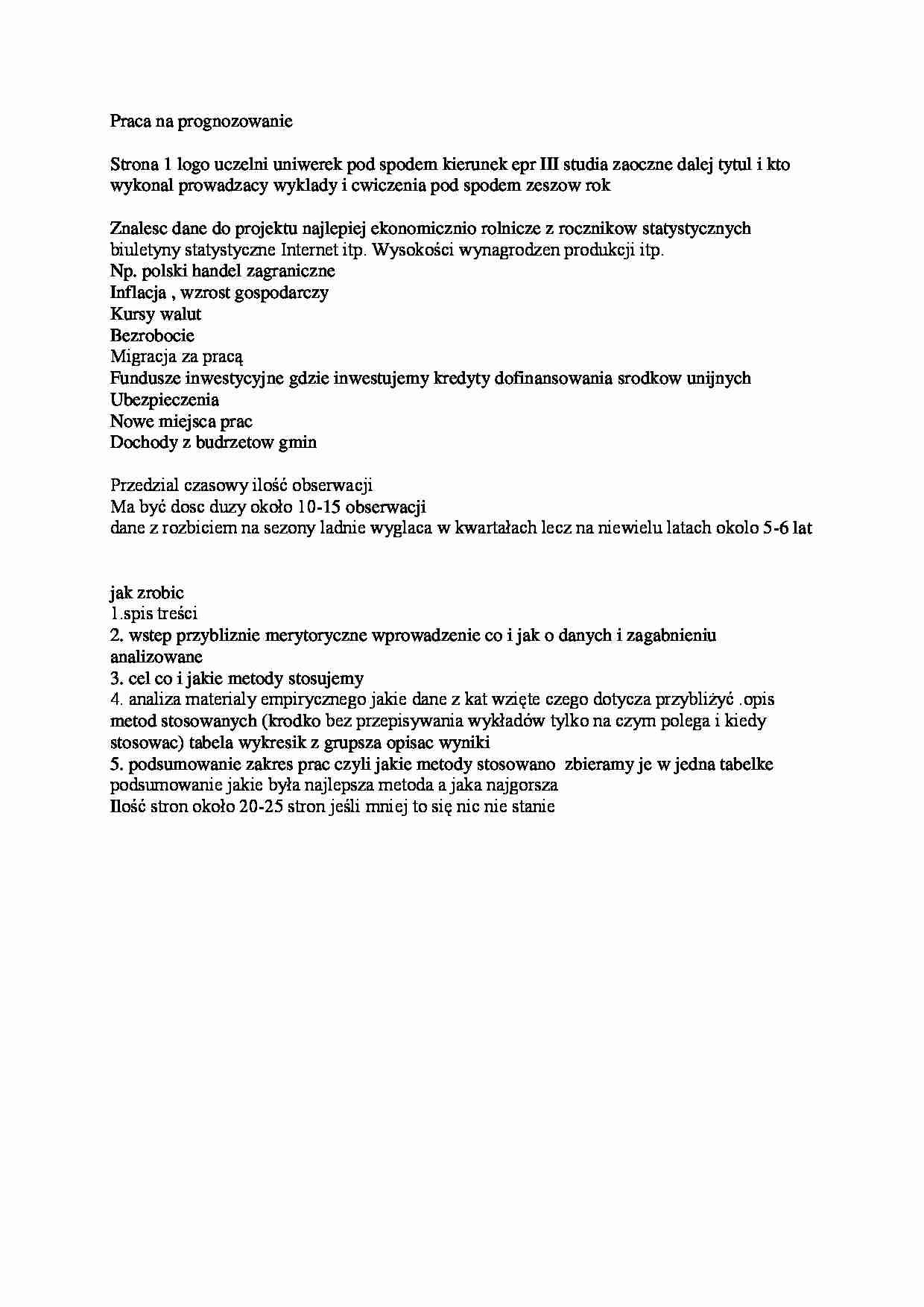 Praca na prognozowanie - strona 1