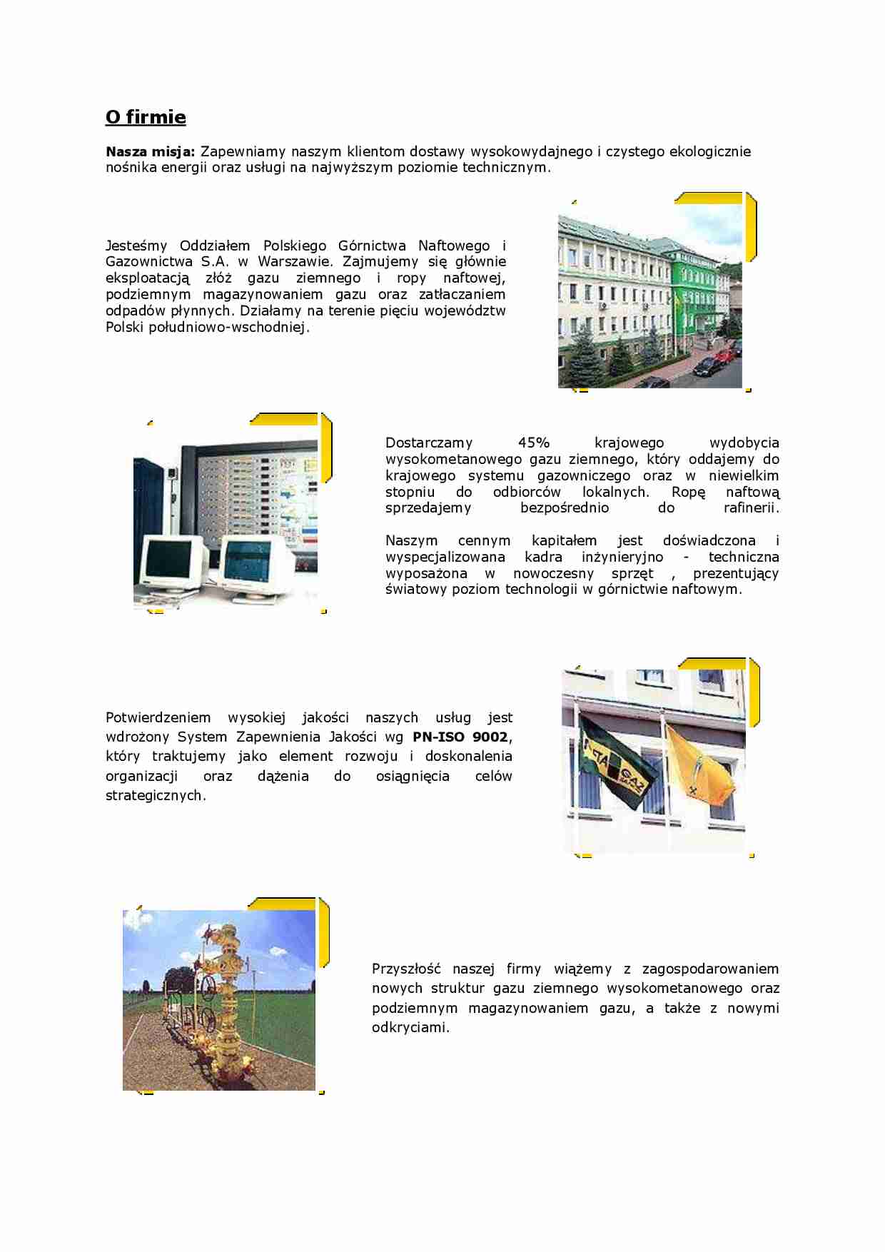 O firmie, kopalniach, założenia - wykład. - strona 1