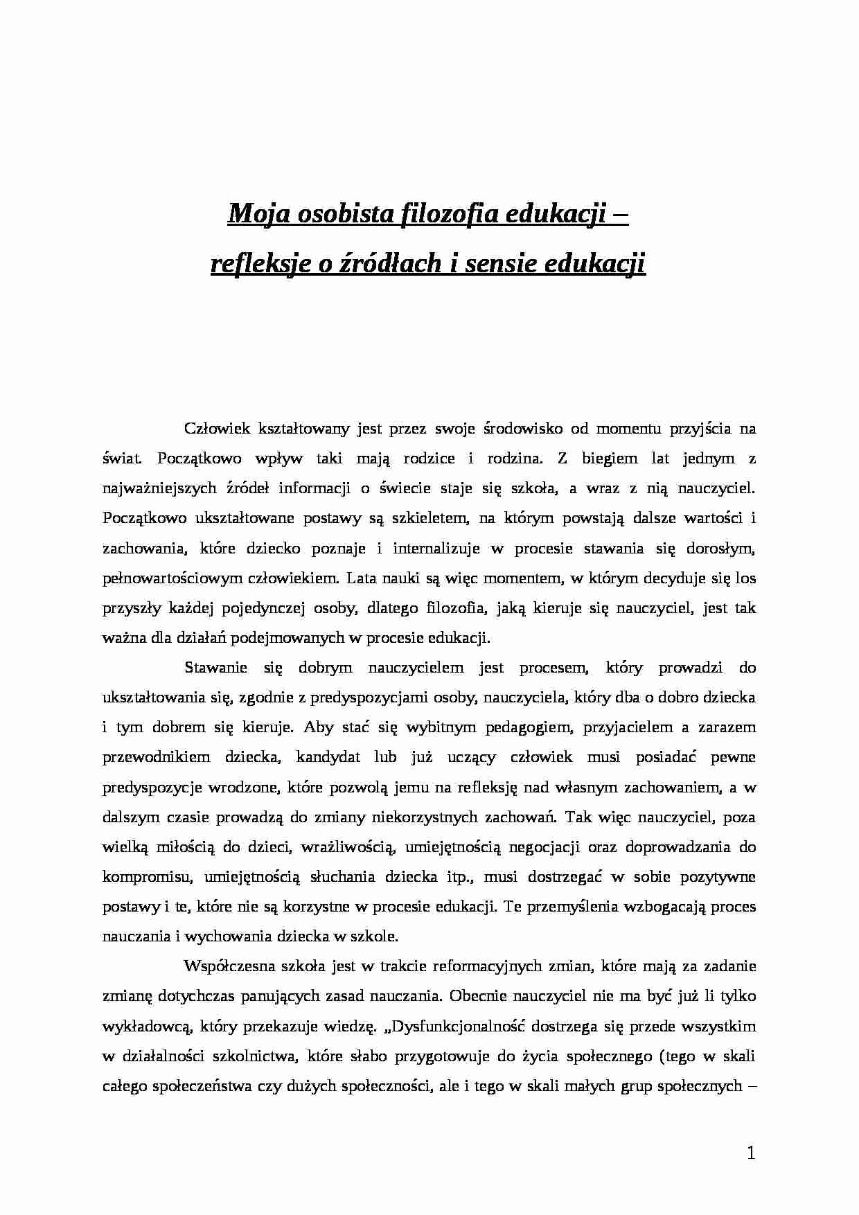 Moja osobista filozofia edukacji - praca - strona 1