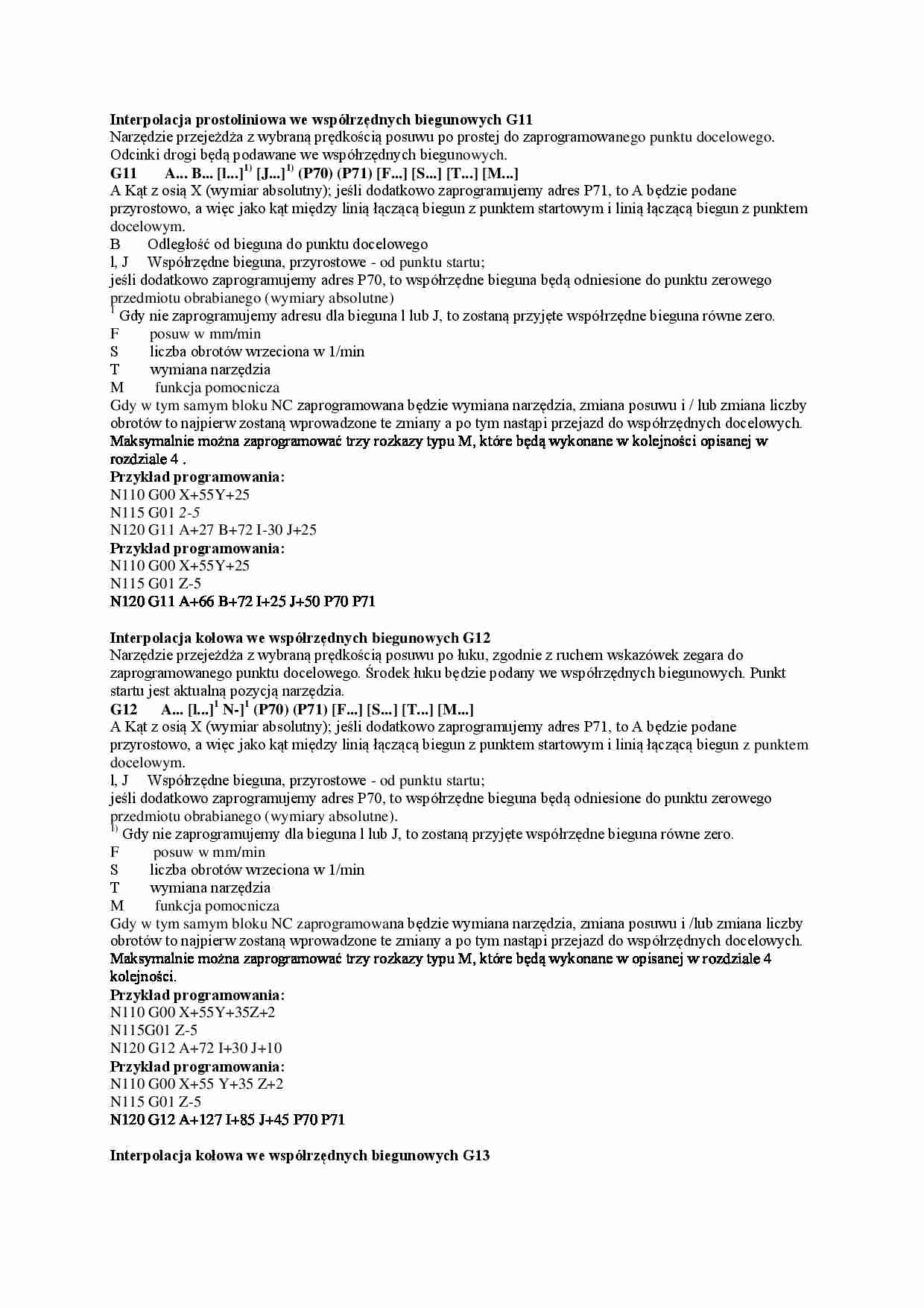Interpolacja prostoliniowa we współrzędnych biegunowych G11 - wykład. - strona 1