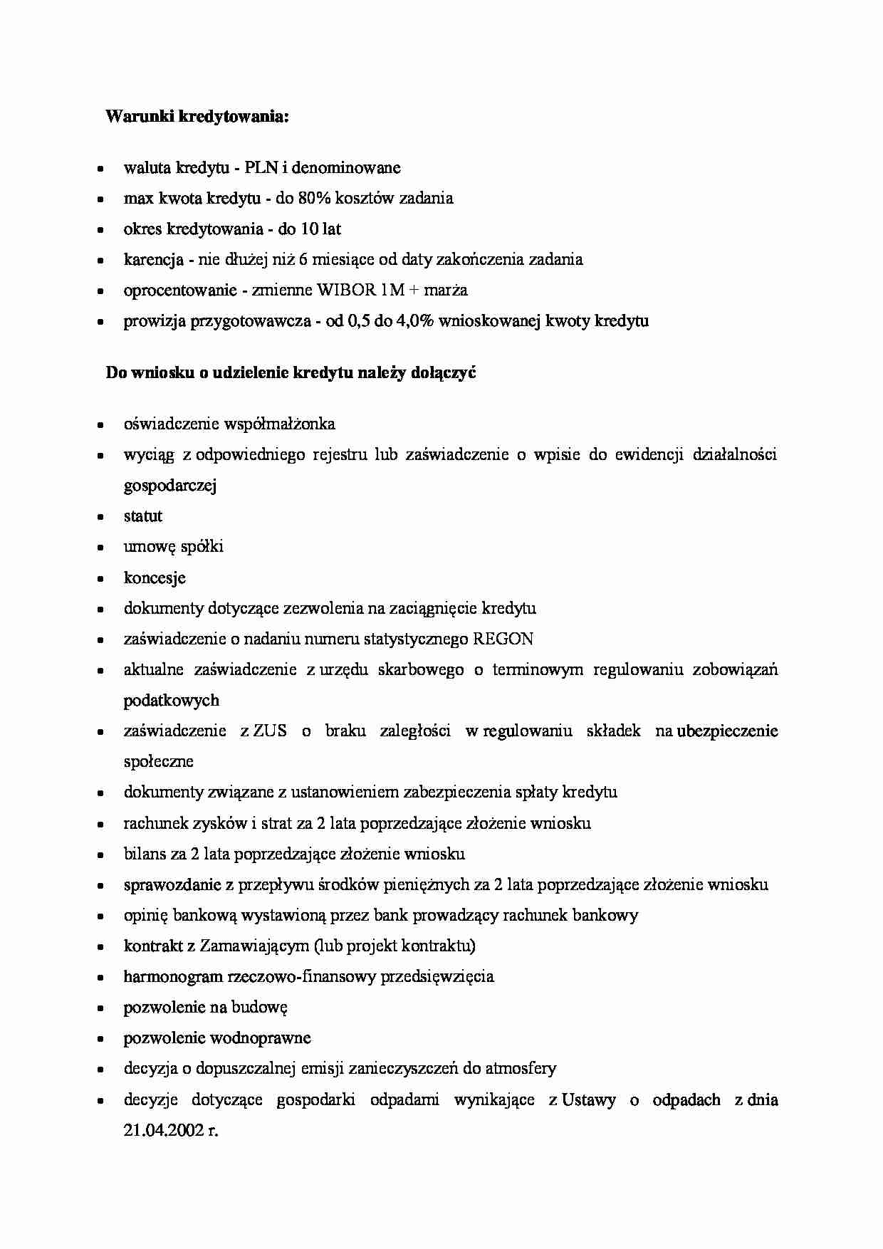 Warunki kredytowania - wykład. - strona 1