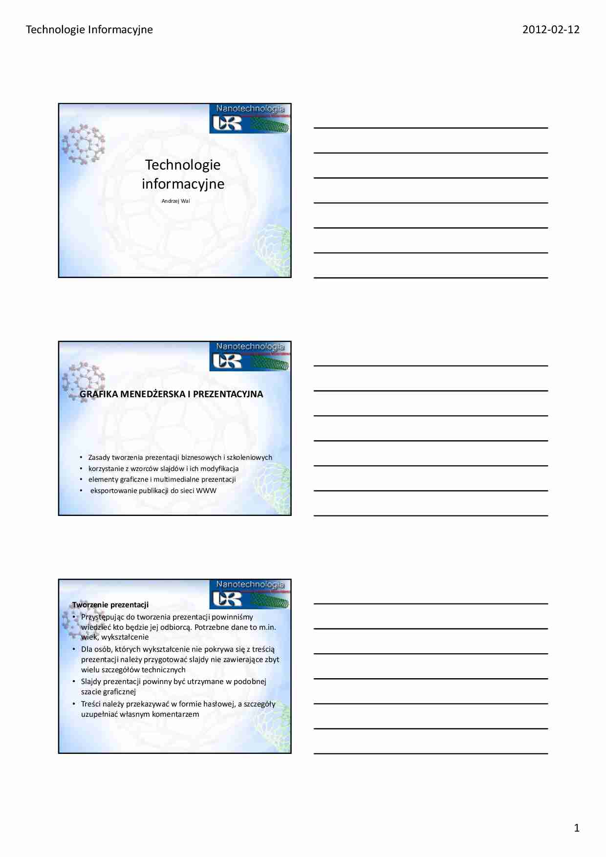 Grafika menadżerska i prezentacyjna - wykład. - strona 1