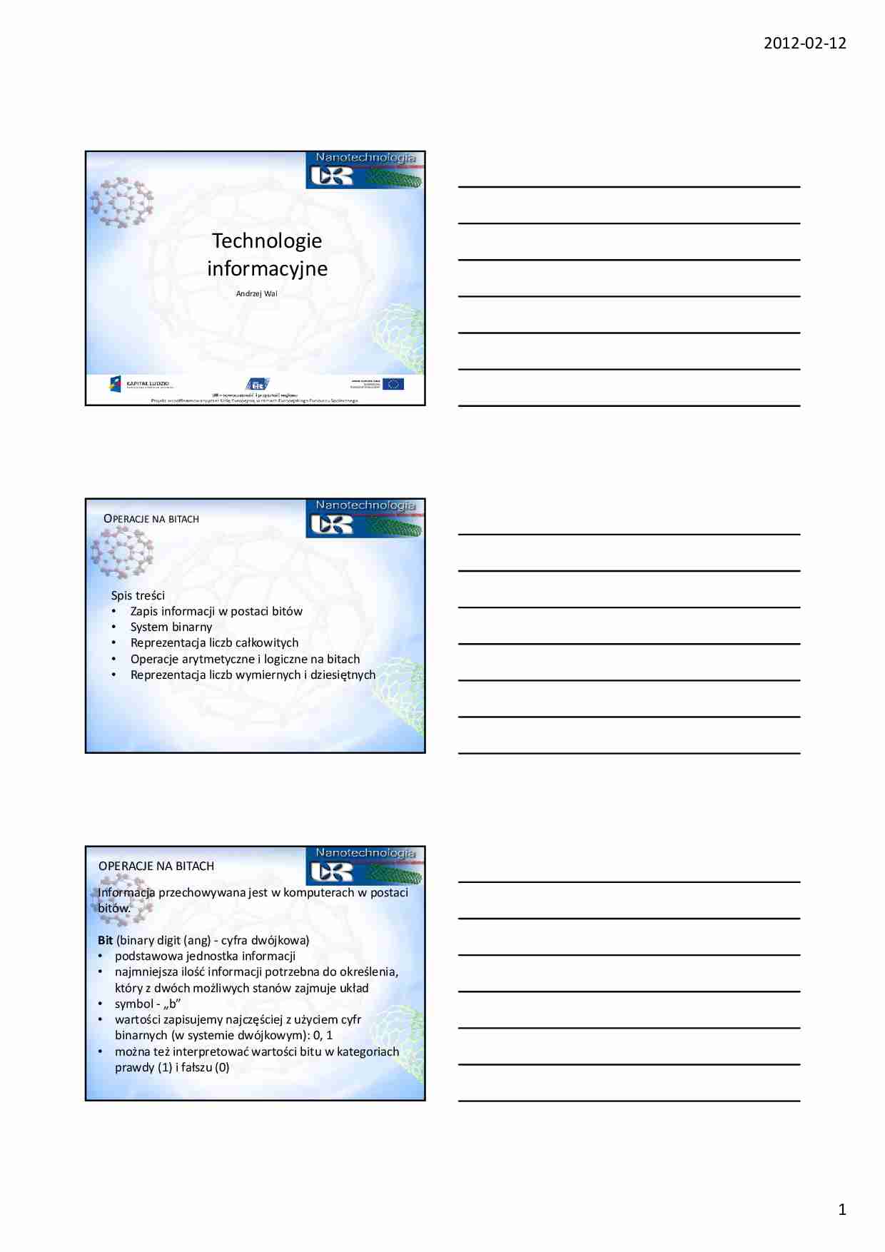 Operacje na bitach - wykład. - strona 1
