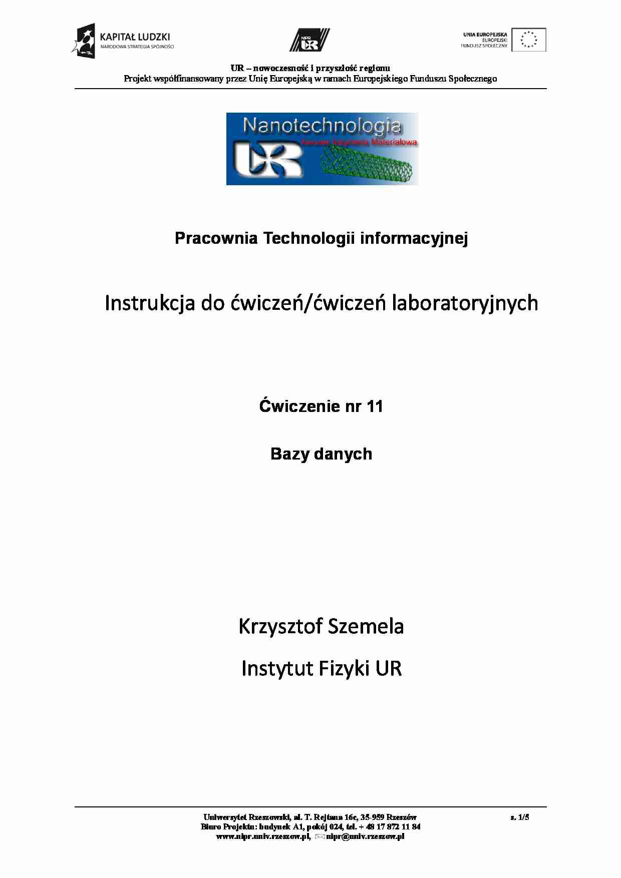 Bazy danych 2 - ćwiczenia. - strona 1