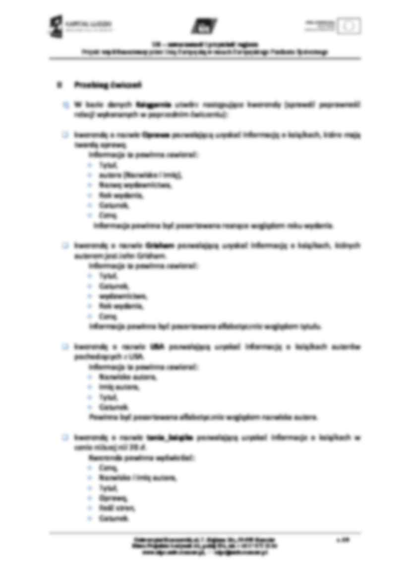 Bazy danych 2 - ćwiczenia. - strona 3