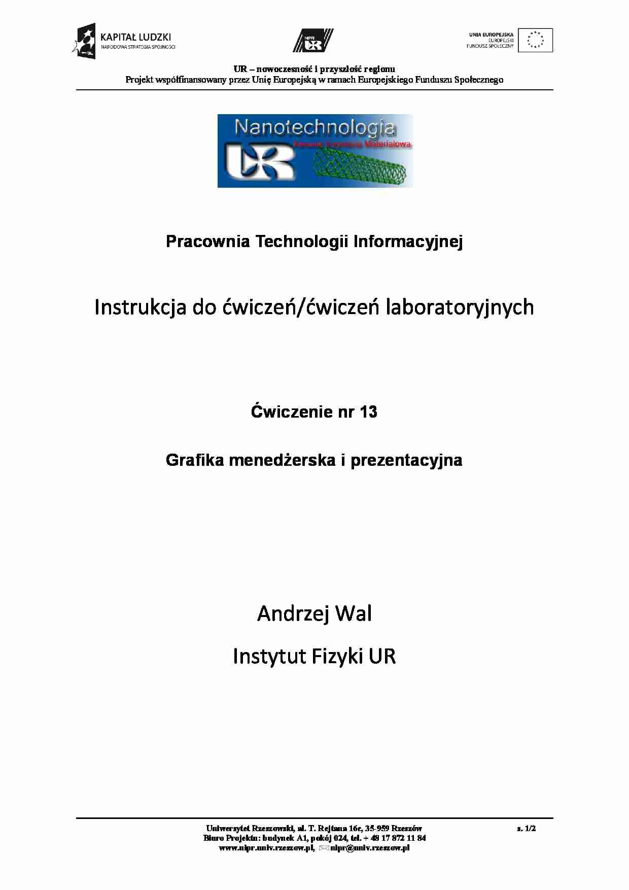 Grafika menadżerska i prezentacyjna - ćwiczenie nr 13. - strona 1