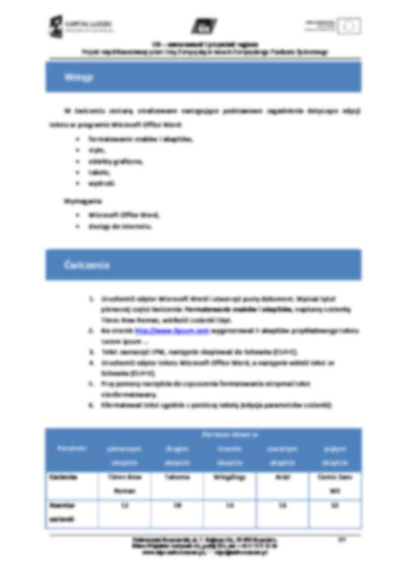 Formatowanie znaków i akapitow - ćwiczenia. - strona 2