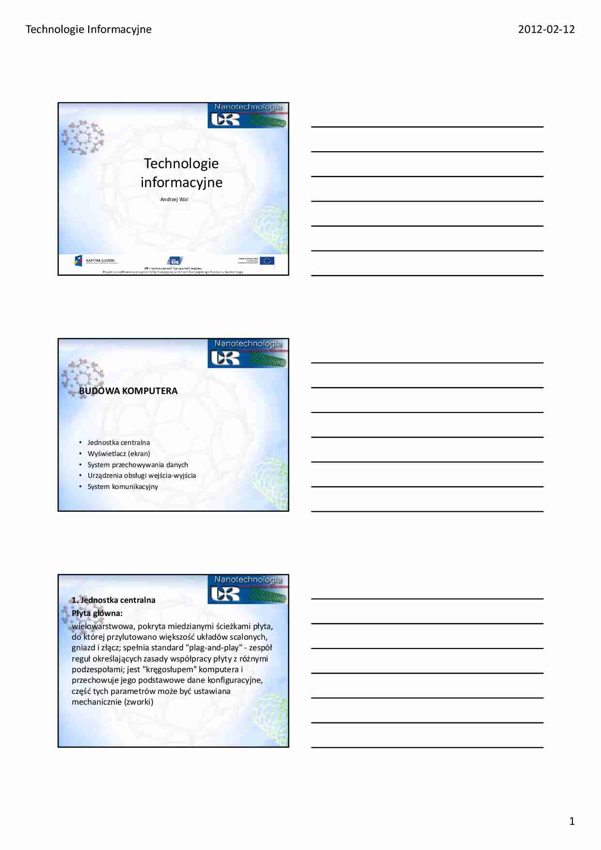 Budowa komputera - wykład. - strona 1