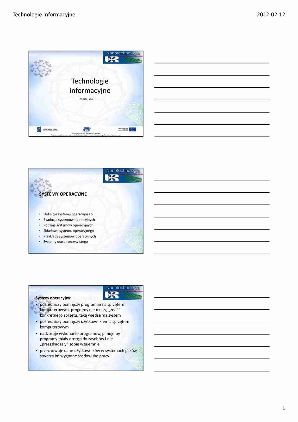Systemy operacyjne - wykład. - strona 1