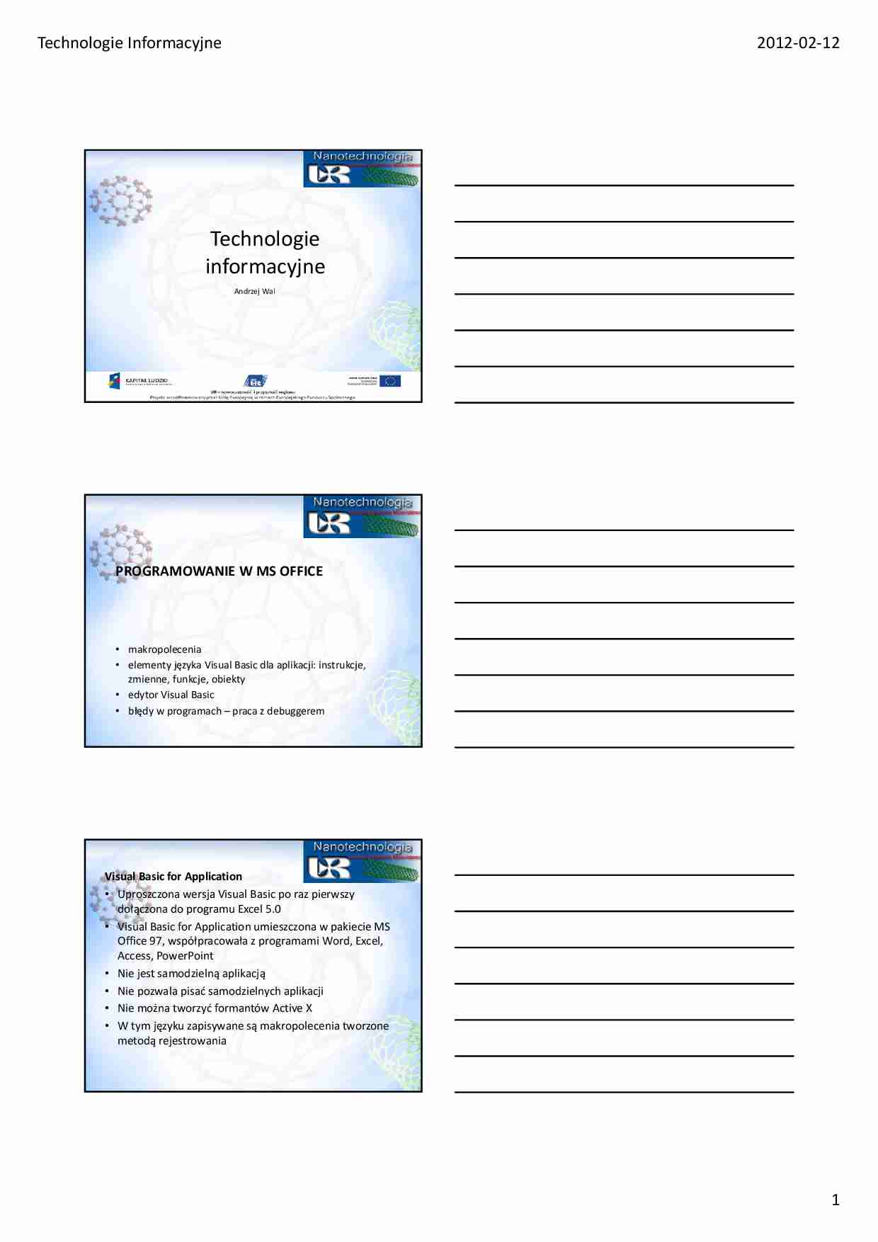 Programowanie w Microsoft Office - wykład. - strona 1