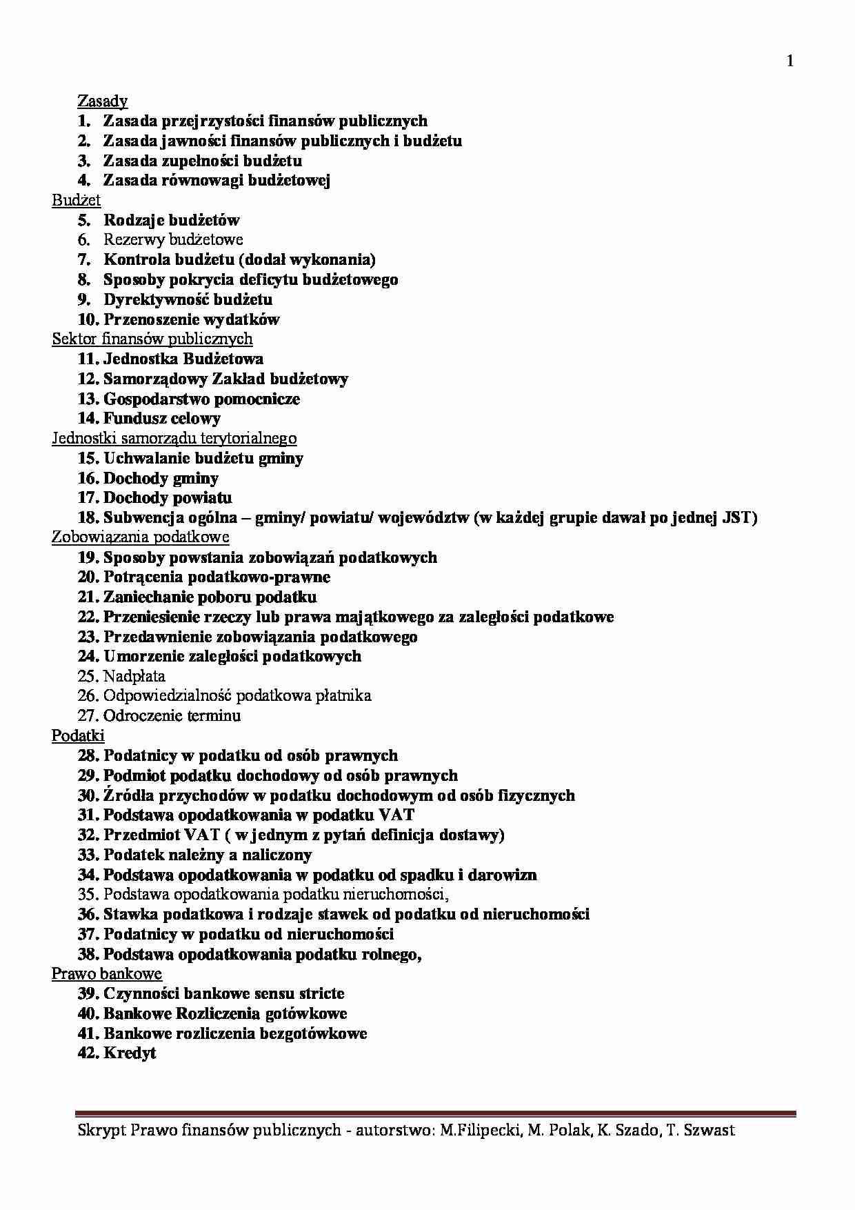 Zasady kredytowania - zagadnienia i pytania prawo gospodarcze - strona 1