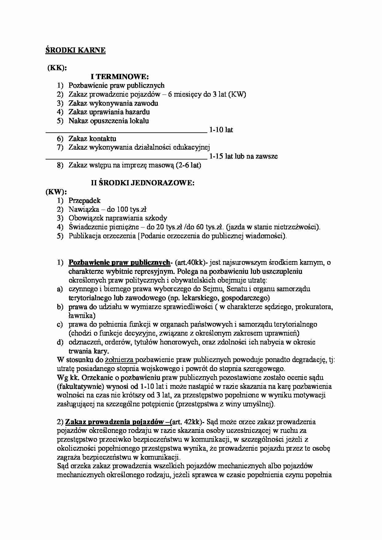 Środki karne - wykład - strona 1