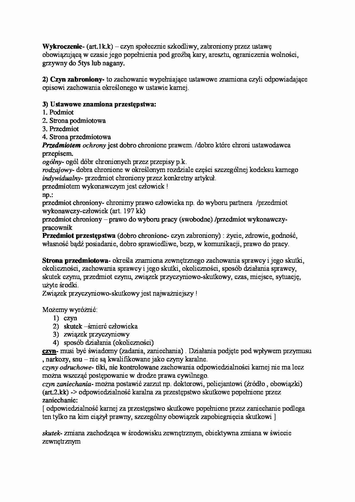 Wykroczenie - omówienie zagadnień. - strona 1