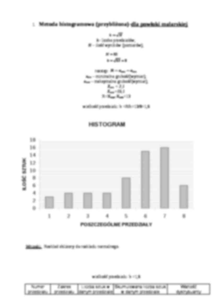 Sprawdzenie normalności rozkładu grubości powłoki malarskiej projekt karty X-R - wykład. - strona 2