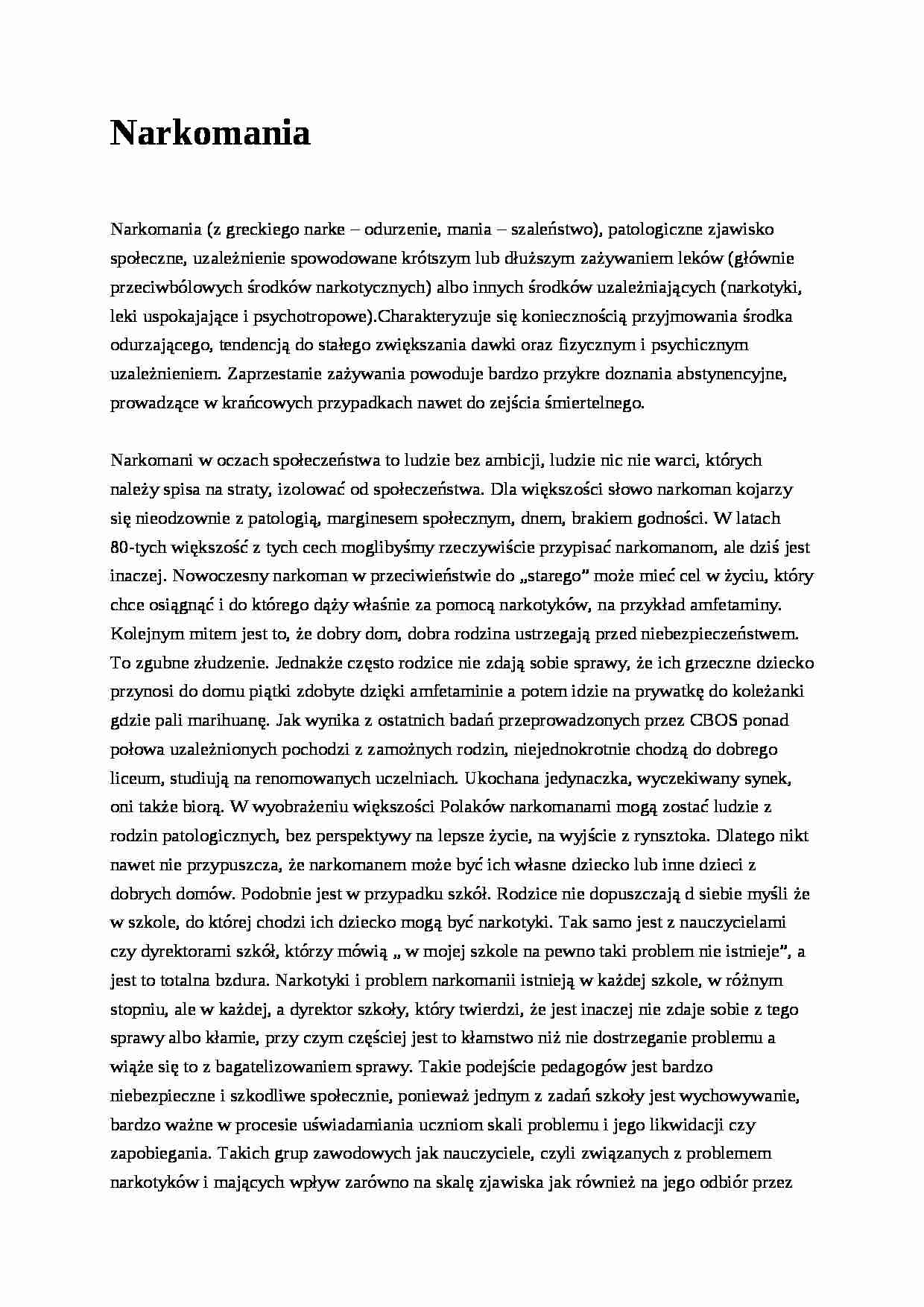 Narkomania- pedagogika - strona 1