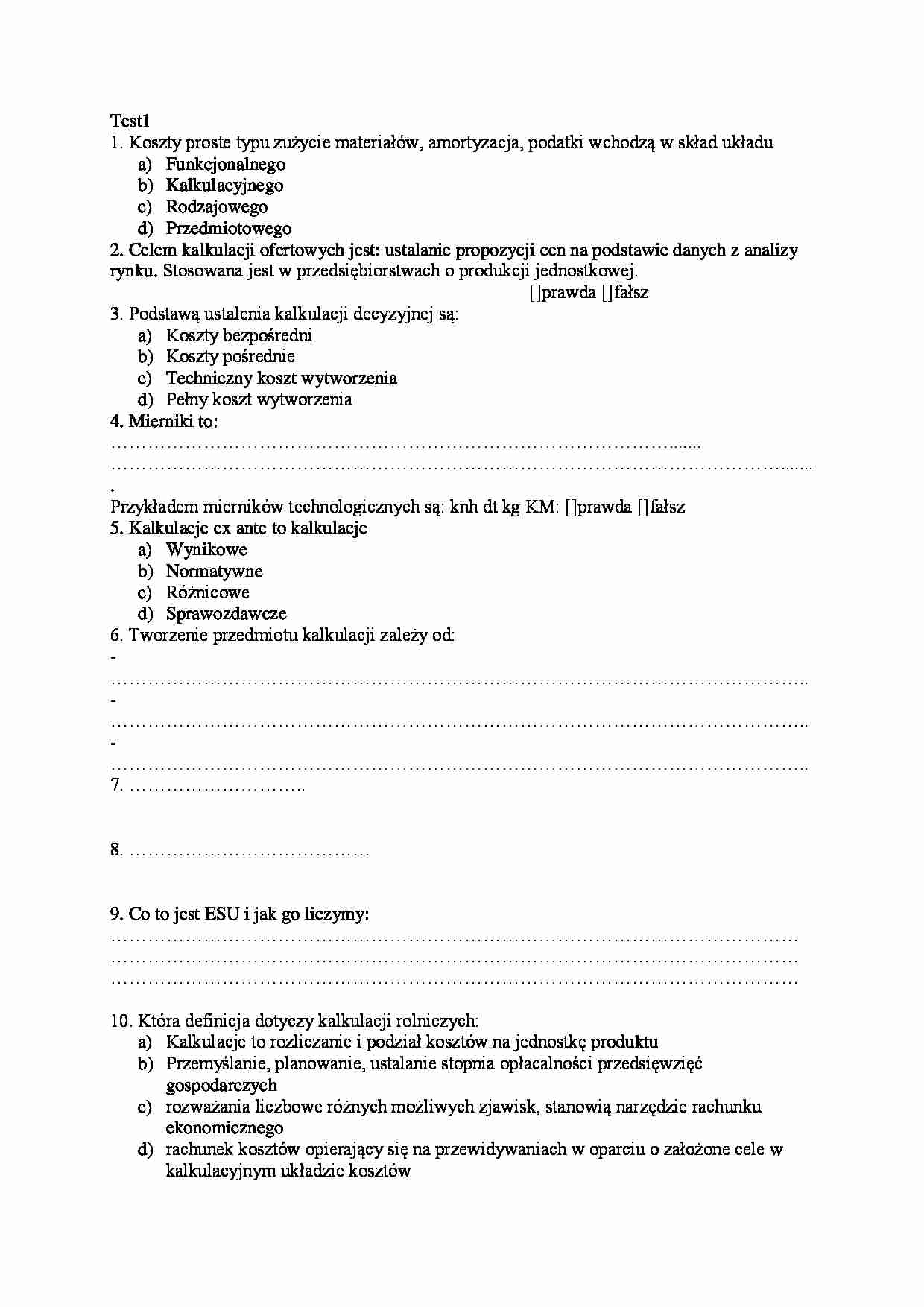 Testy kalkulacyje nr 1 - strona 1