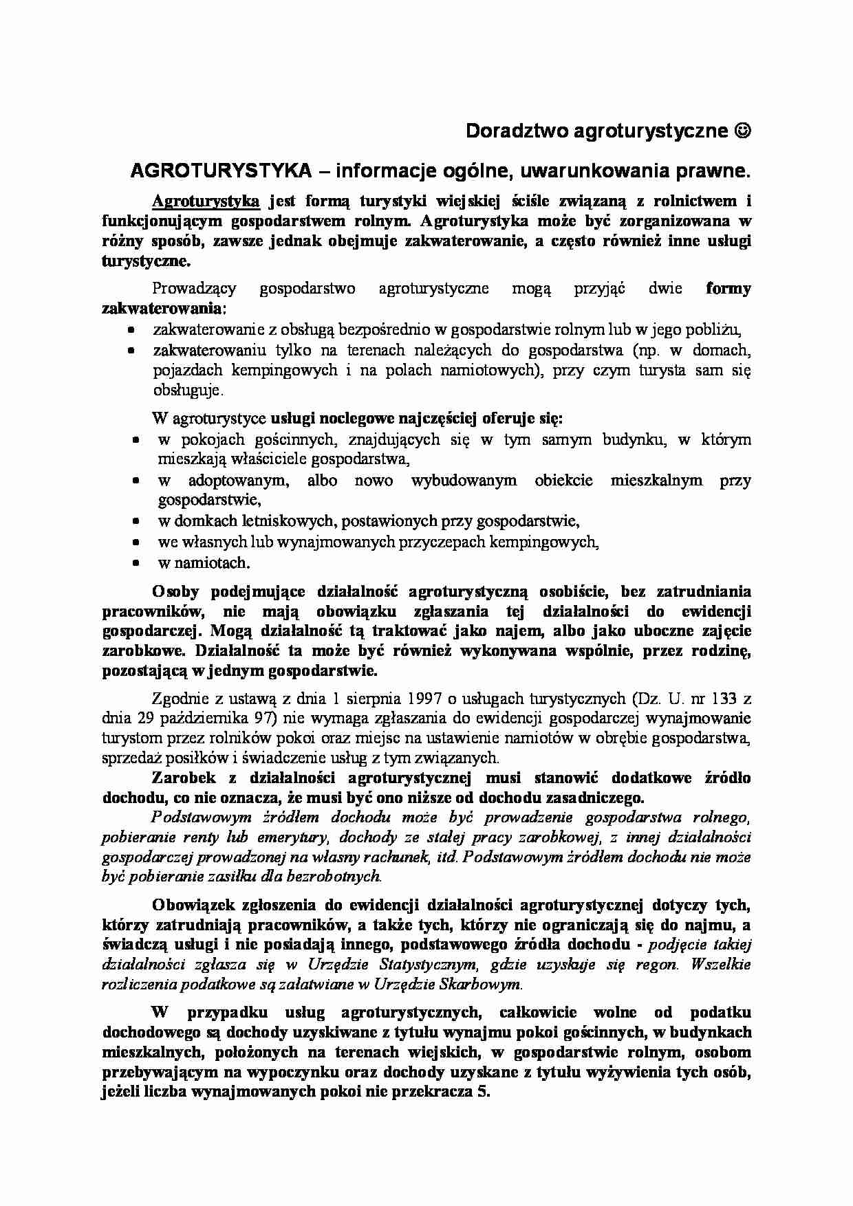 Doradztwo agroturystyczne - wykład. - strona 1