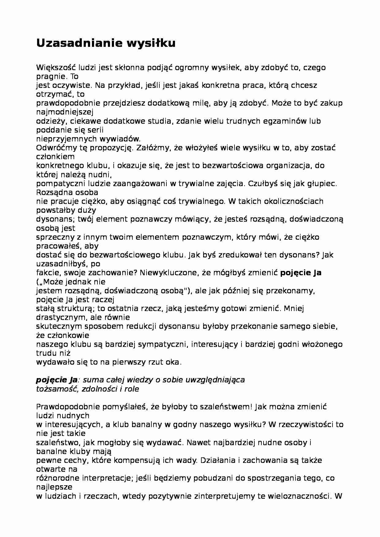 Uzasadnianie wysiłku - wykład - strona 1