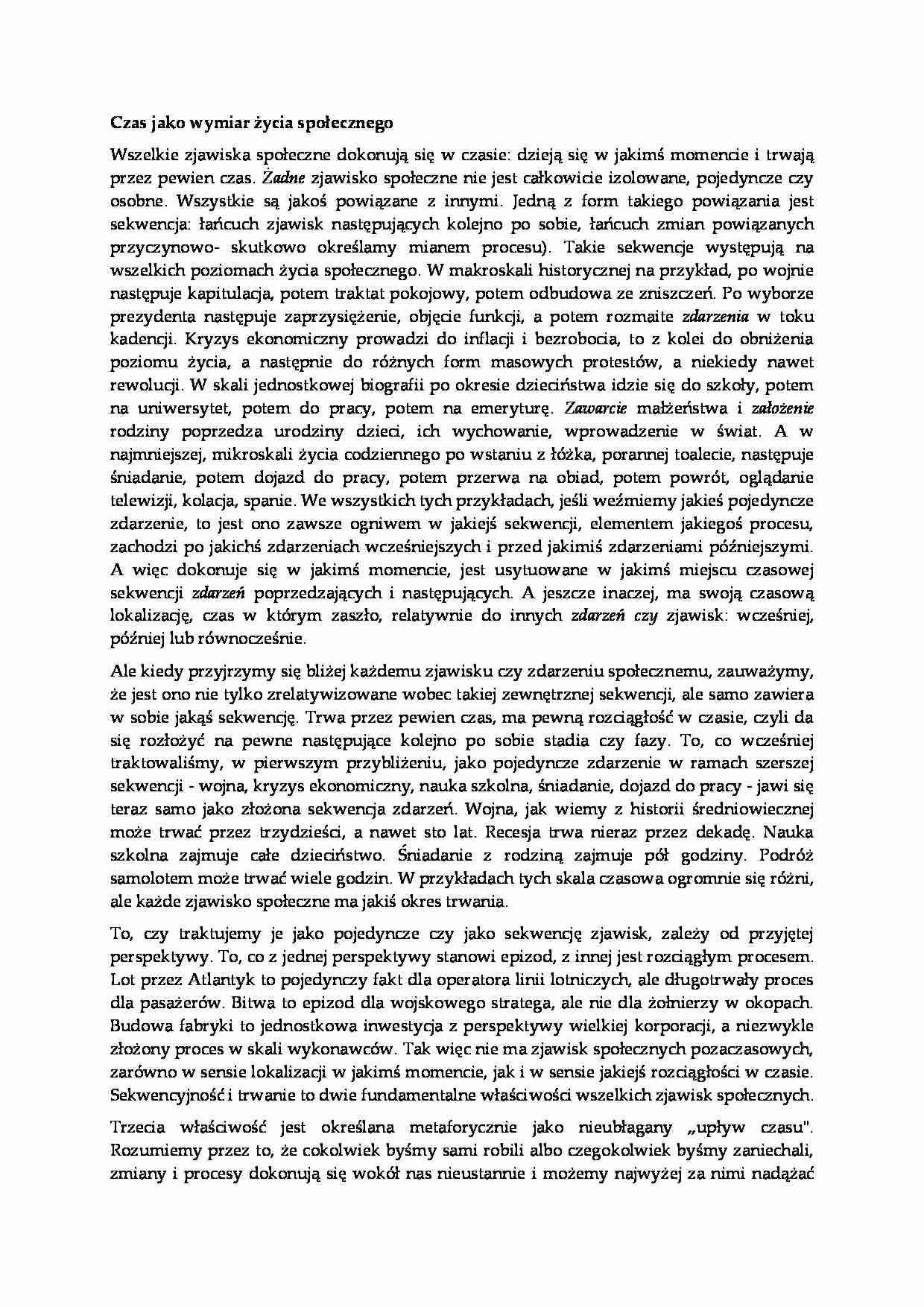 Czas jako wymiar życia społecznego - strona 1