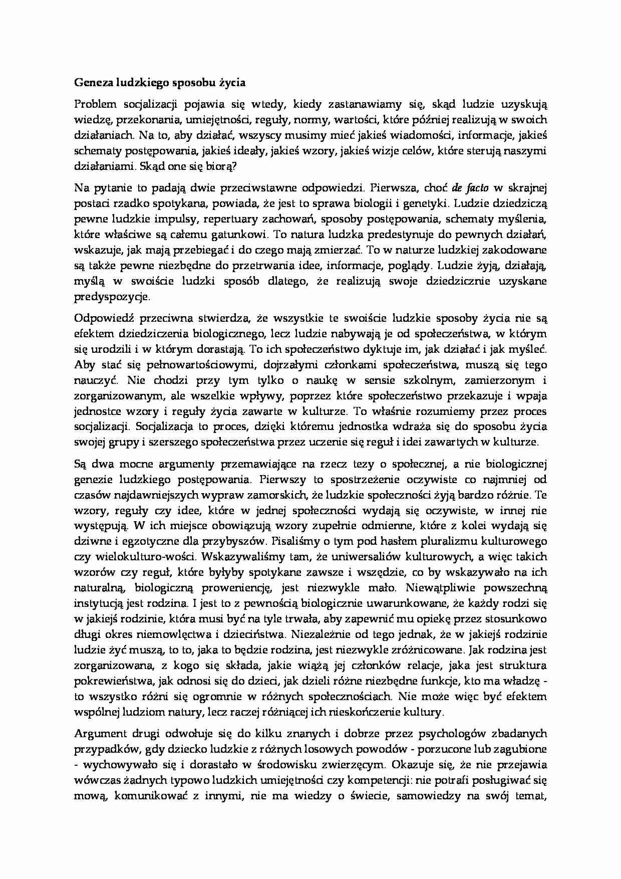 Geneza ludzkiego sposobu życia - strona 1