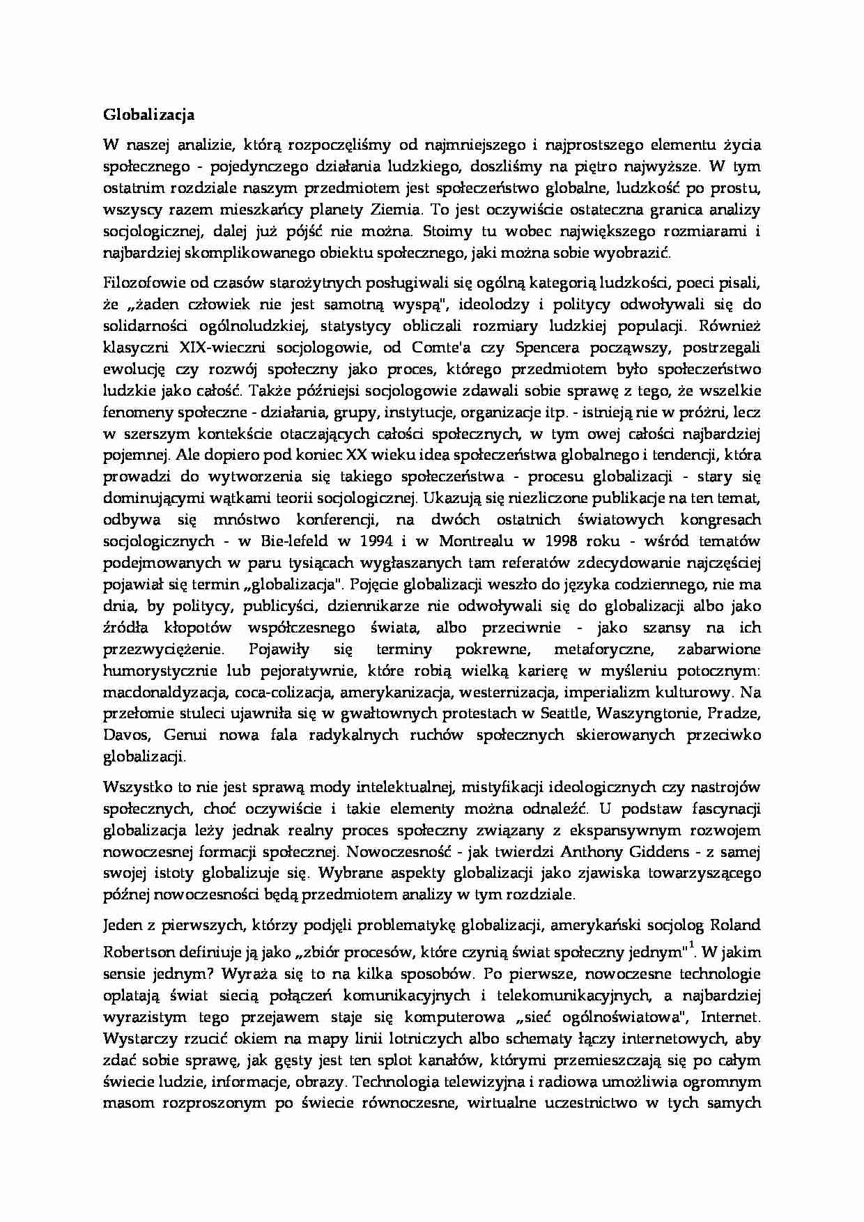 Wykład z socjologii - globalizacja - strona 1