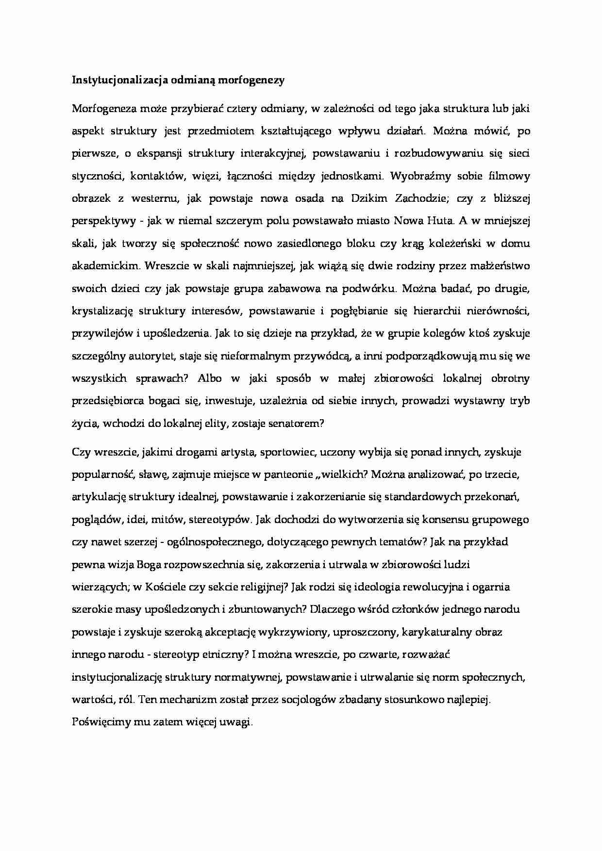 Instytucjonalizacja odmianą morfogenezy - strona 1