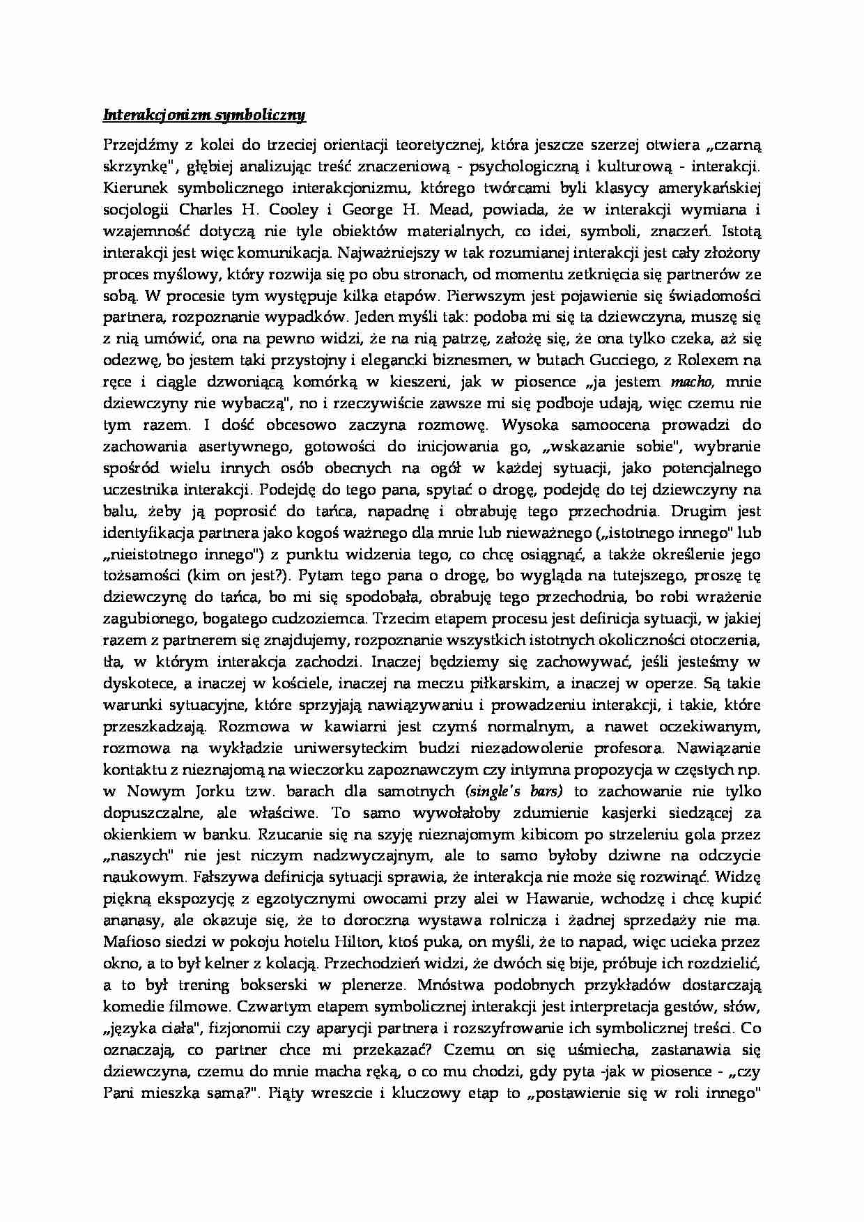 Interakcjonizm symboliczny - wykład - strona 1