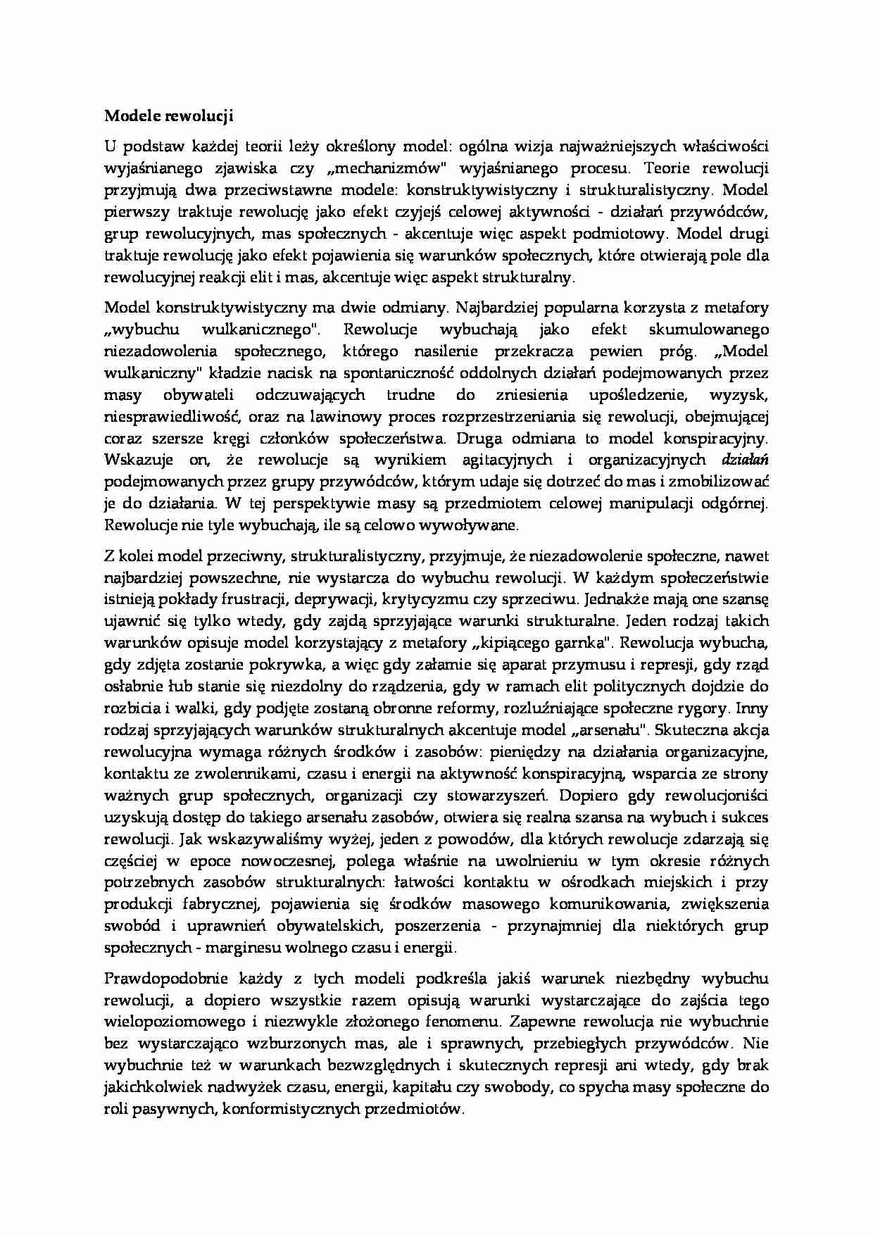 Modele rewolucji - socjologia - strona 1