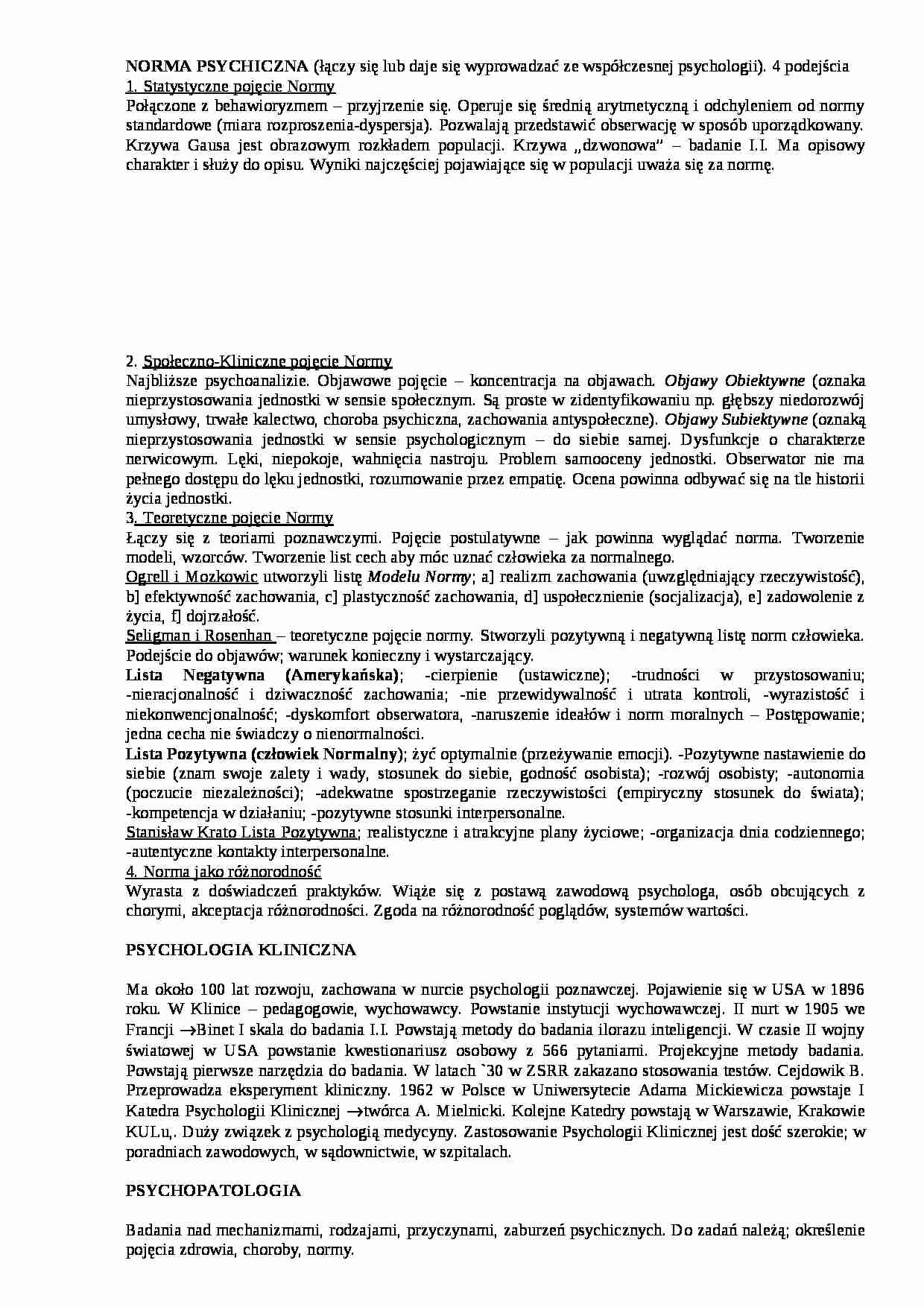 Norma psychiczna, choroby psychiczne - strona 1
