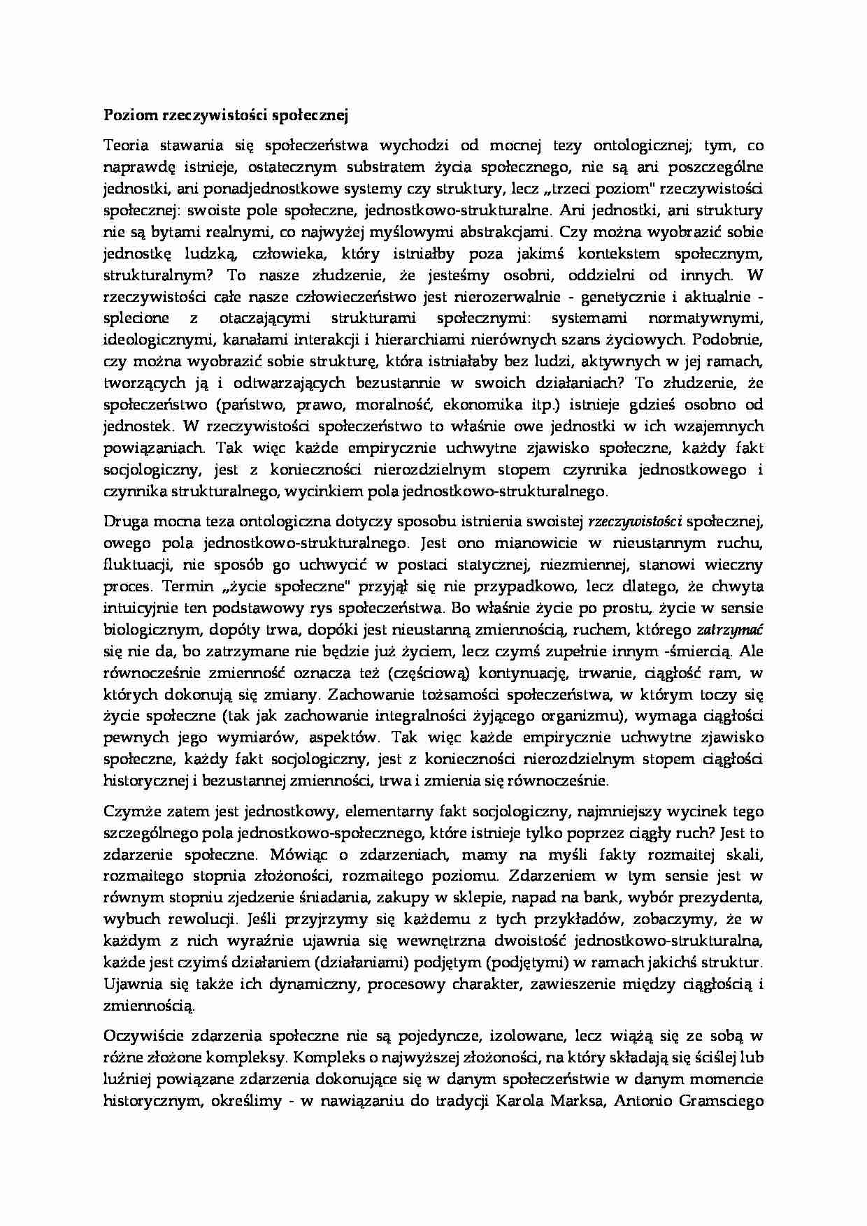 Poziom rzeczywistości społecznej - strona 1