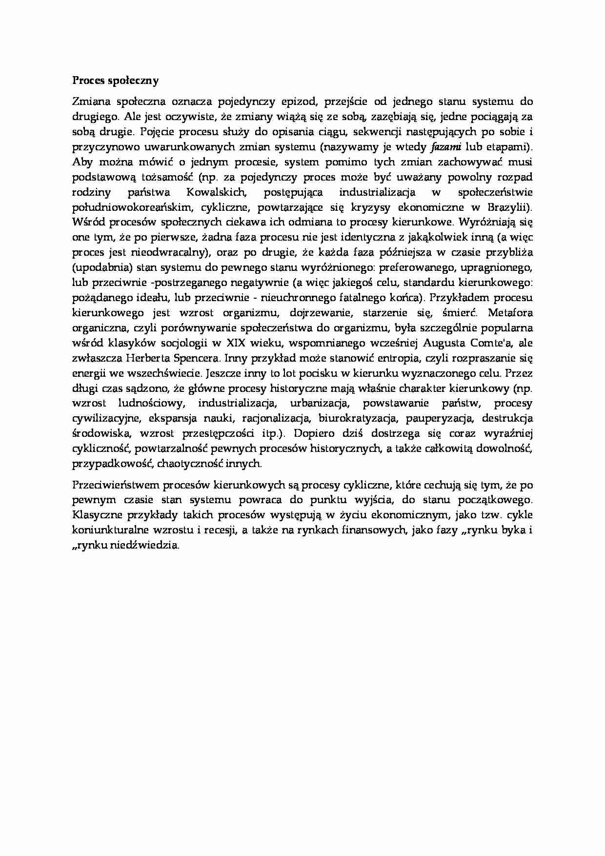 Proces społeczny - wykład socjologia - strona 1
