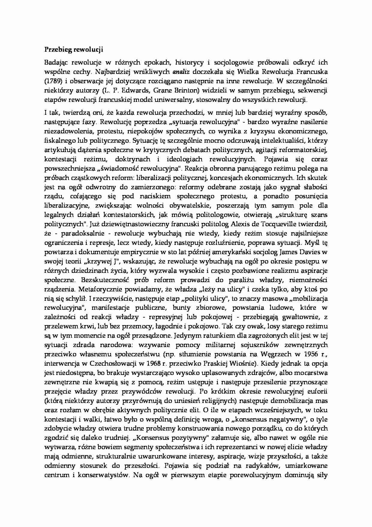 Przebieg rewolucji  - wykład socjologia - strona 1