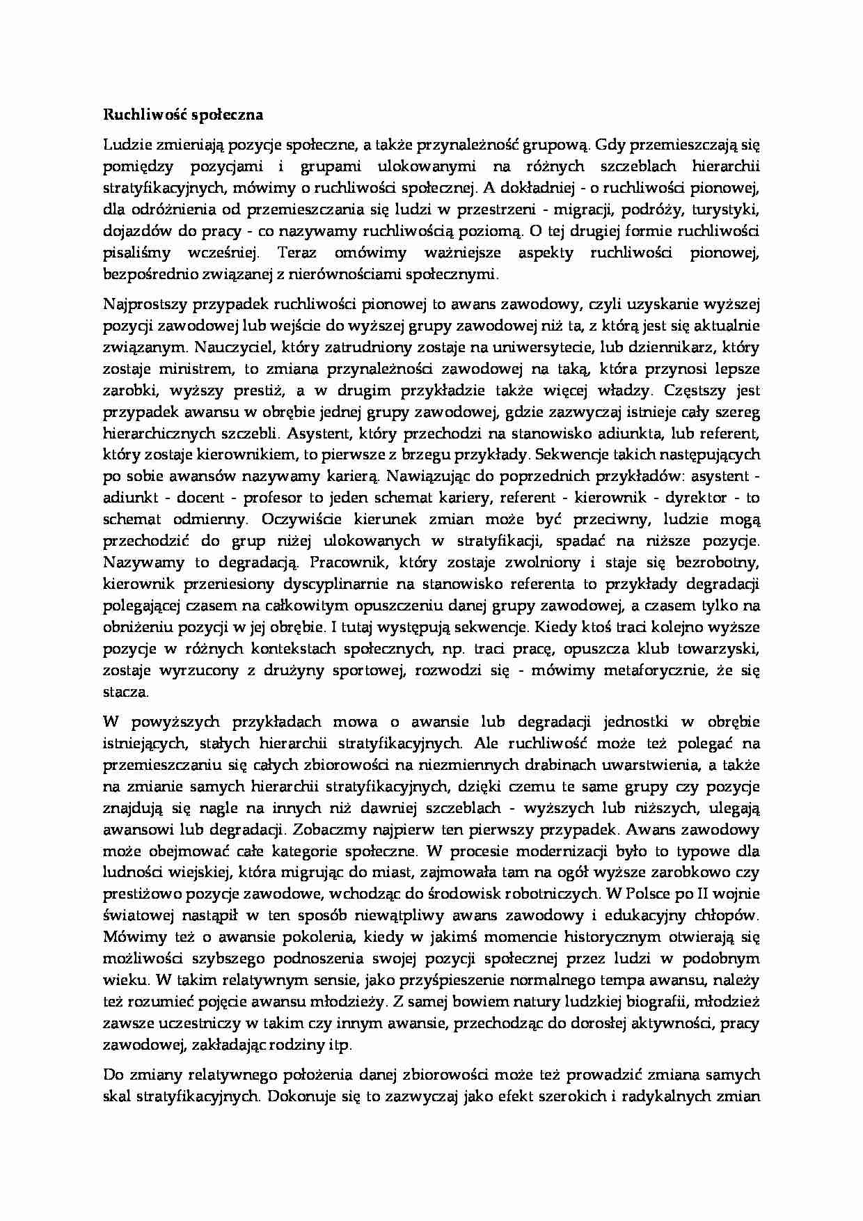Ruchliwość społeczna - wykład - strona 1
