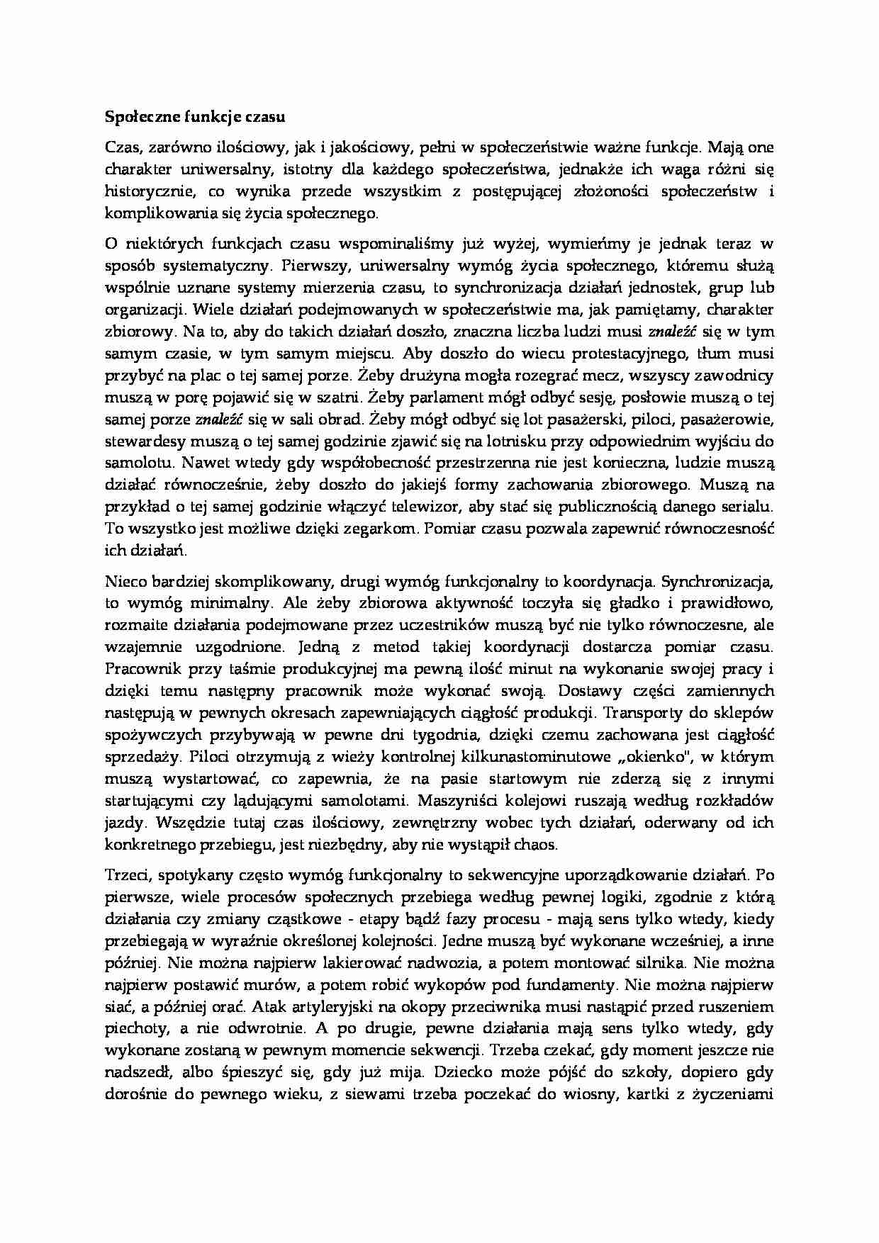 Społeczne funkcje czasu - strona 1