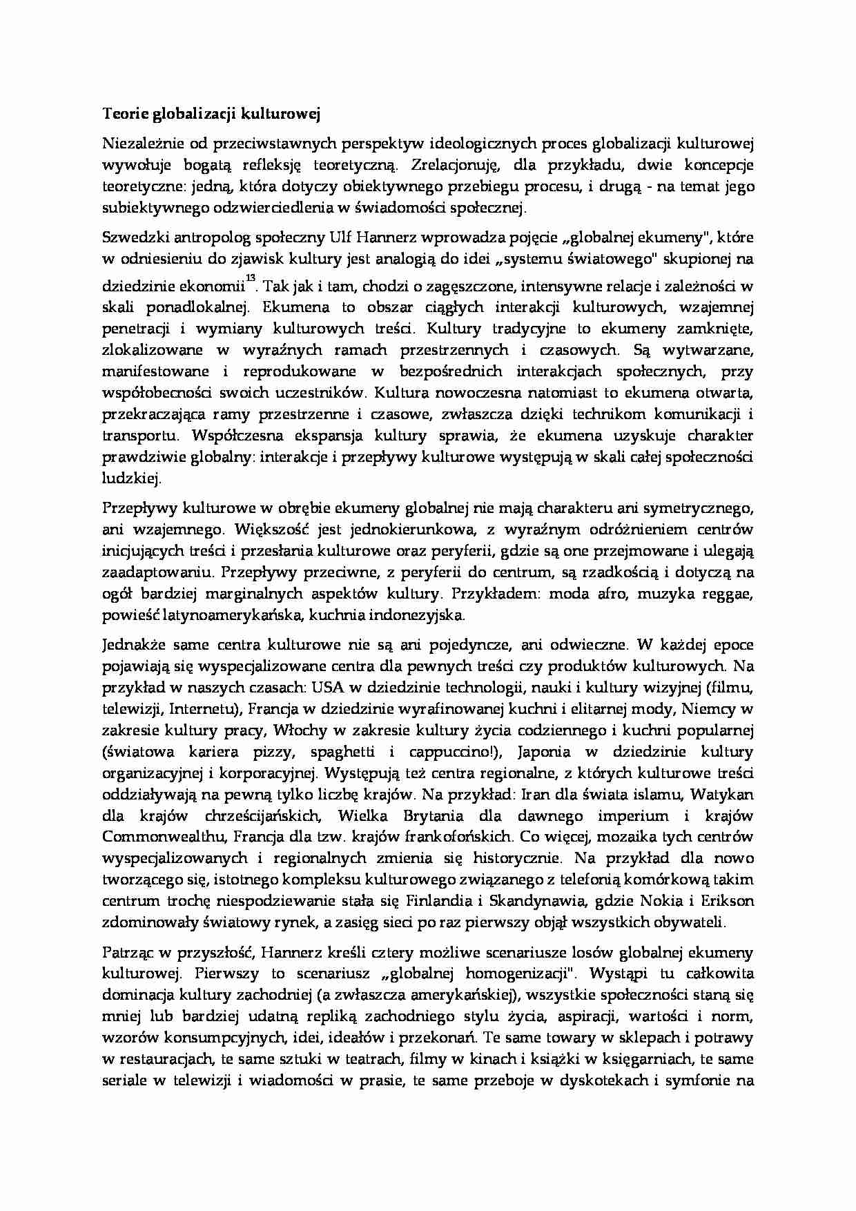 Teorie globalizacji kulturowej - strona 1
