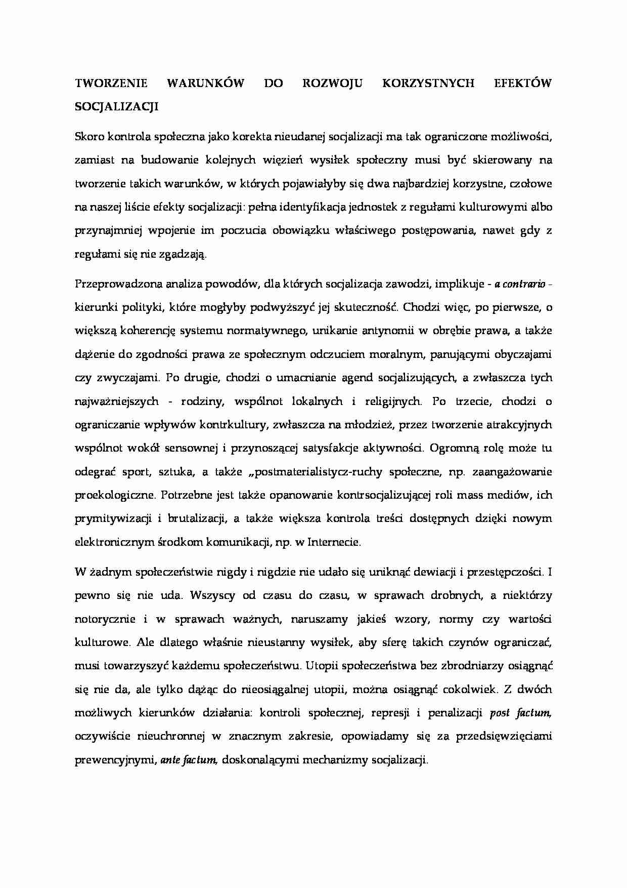 Tworzenie warunków do rozwoju efektów socjalizacji - strona 1