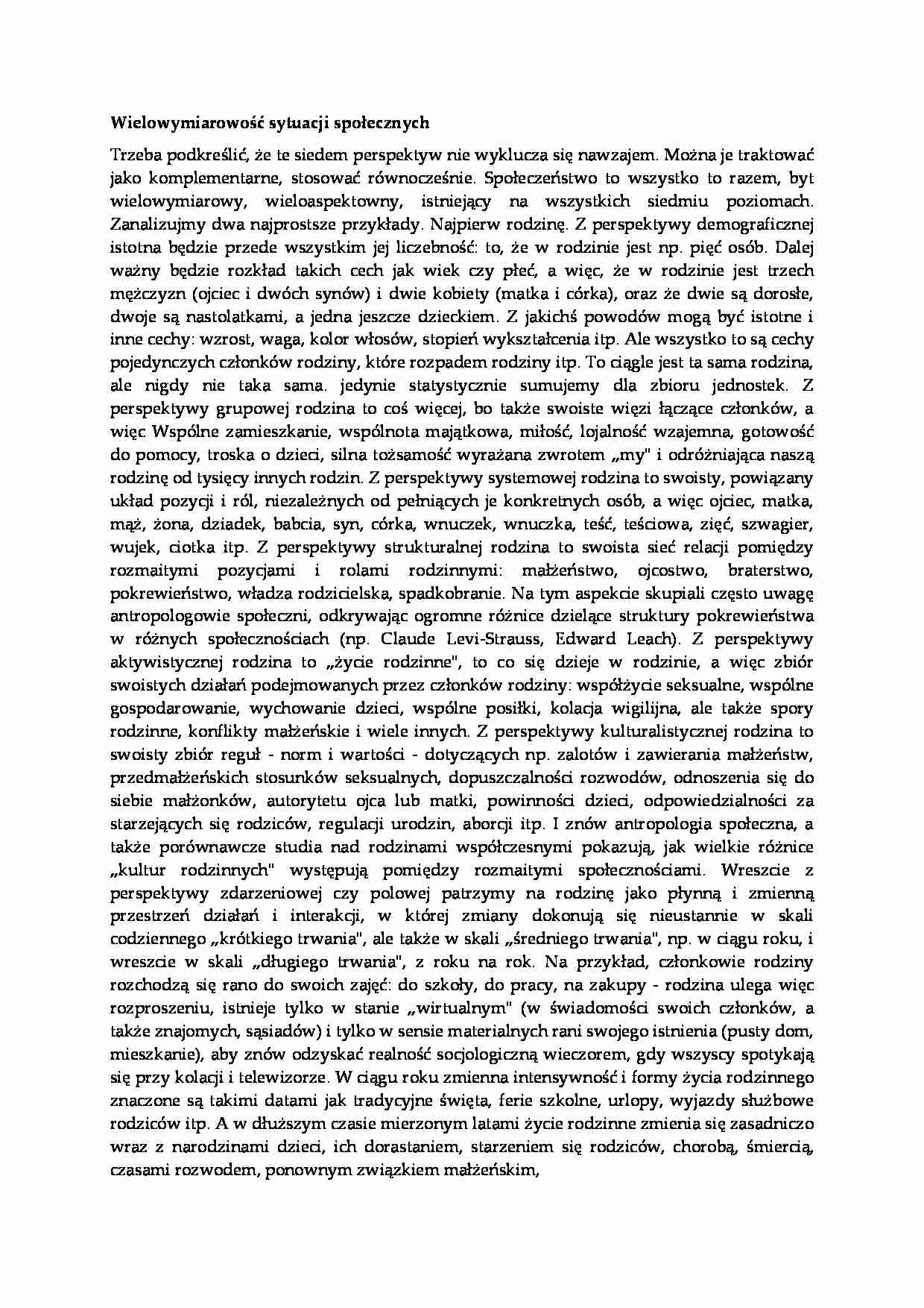 Wielowymiarowość sytuacji społecznych - rodzina - strona 1