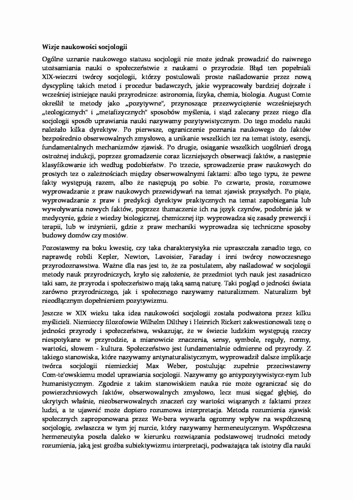 Wizje naukowości socjologii - strona 1