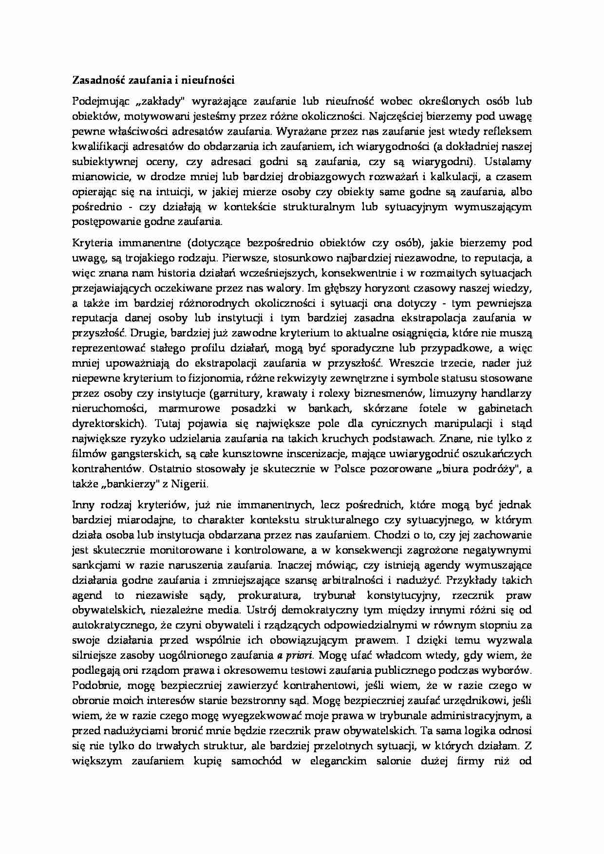 Zasadność zaufania i nieufności - strona 1