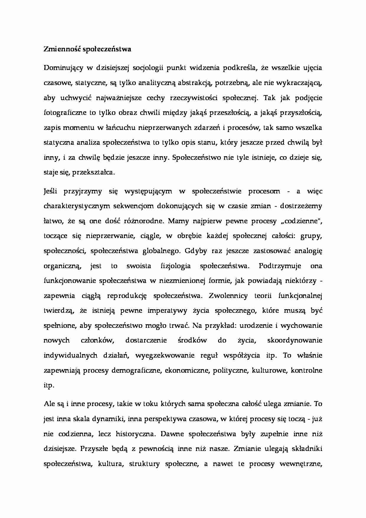 Zmienność społeczeństwa - wykład - strona 1