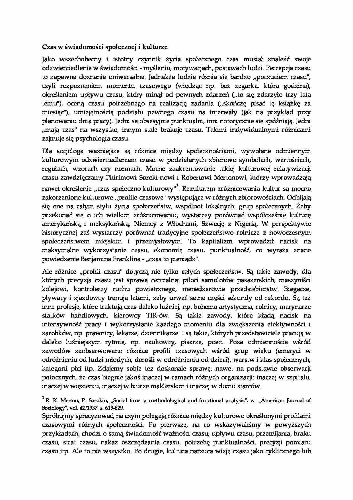 Czas w świadomości społecznej i kulturze - strona 1