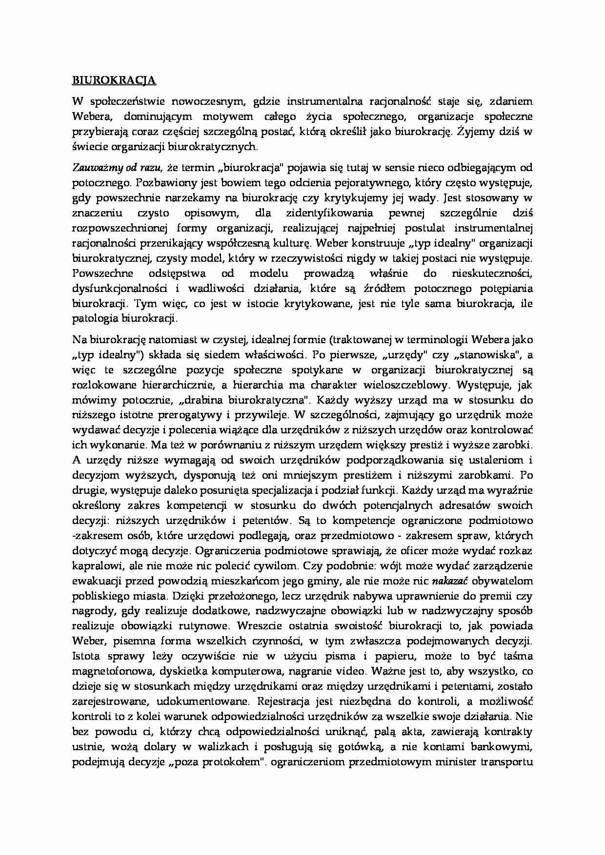 Zachowania organizacyjne - biurokracja - strona 1