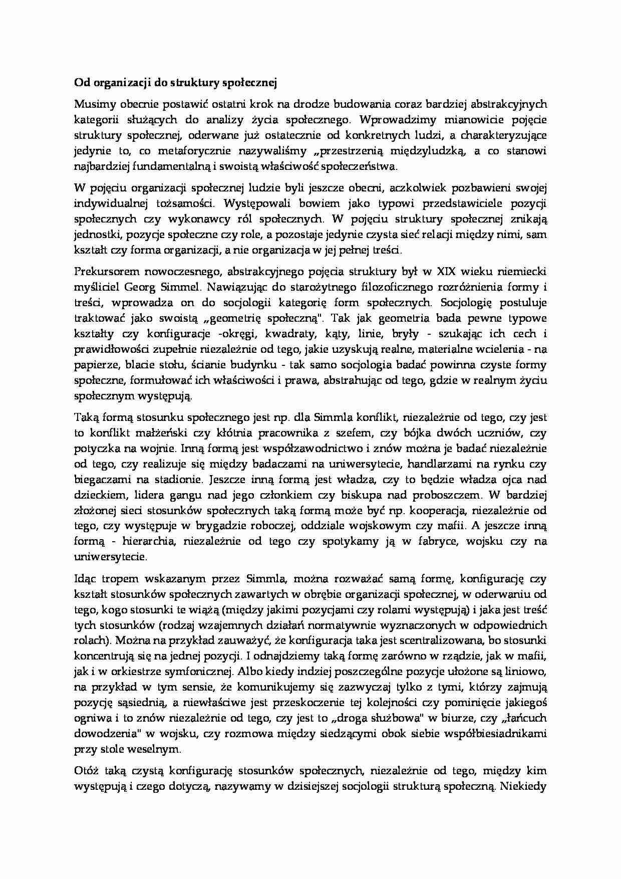 Od organizacji do struktury społecznej - strona 1