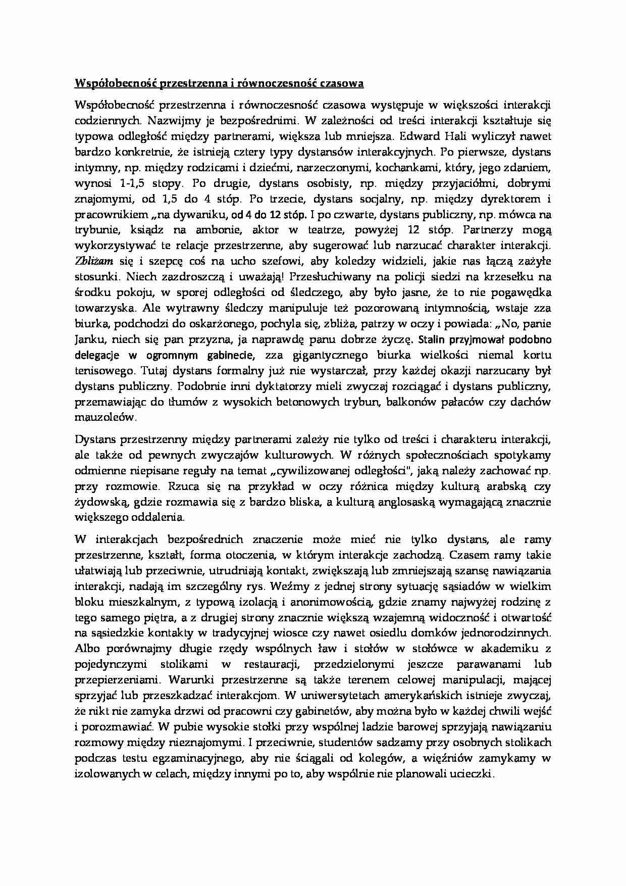 Współobecność przestrzenna i równoczesność czasowa - strona 1