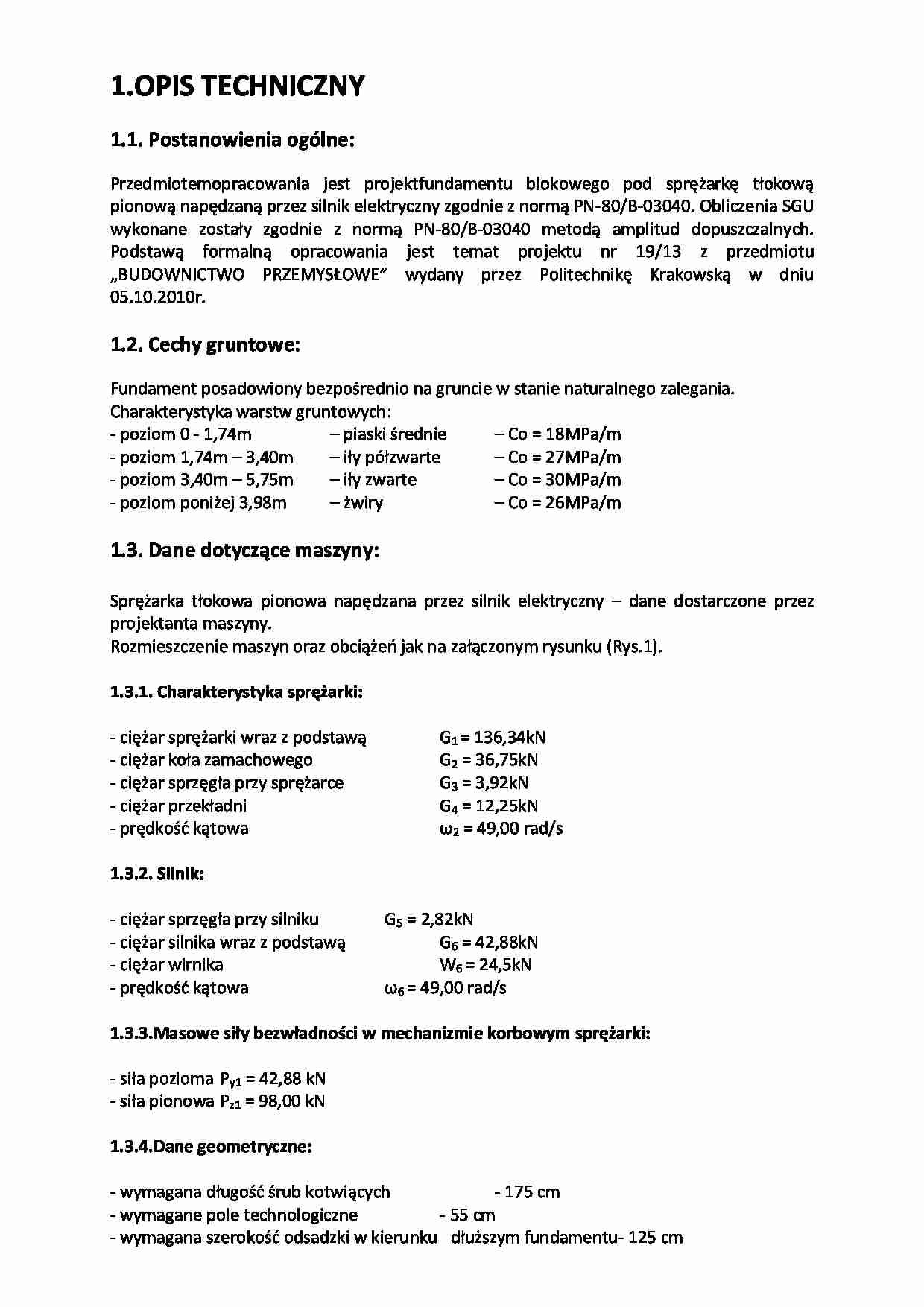 Opis techniczny - opracowanie  - strona 1